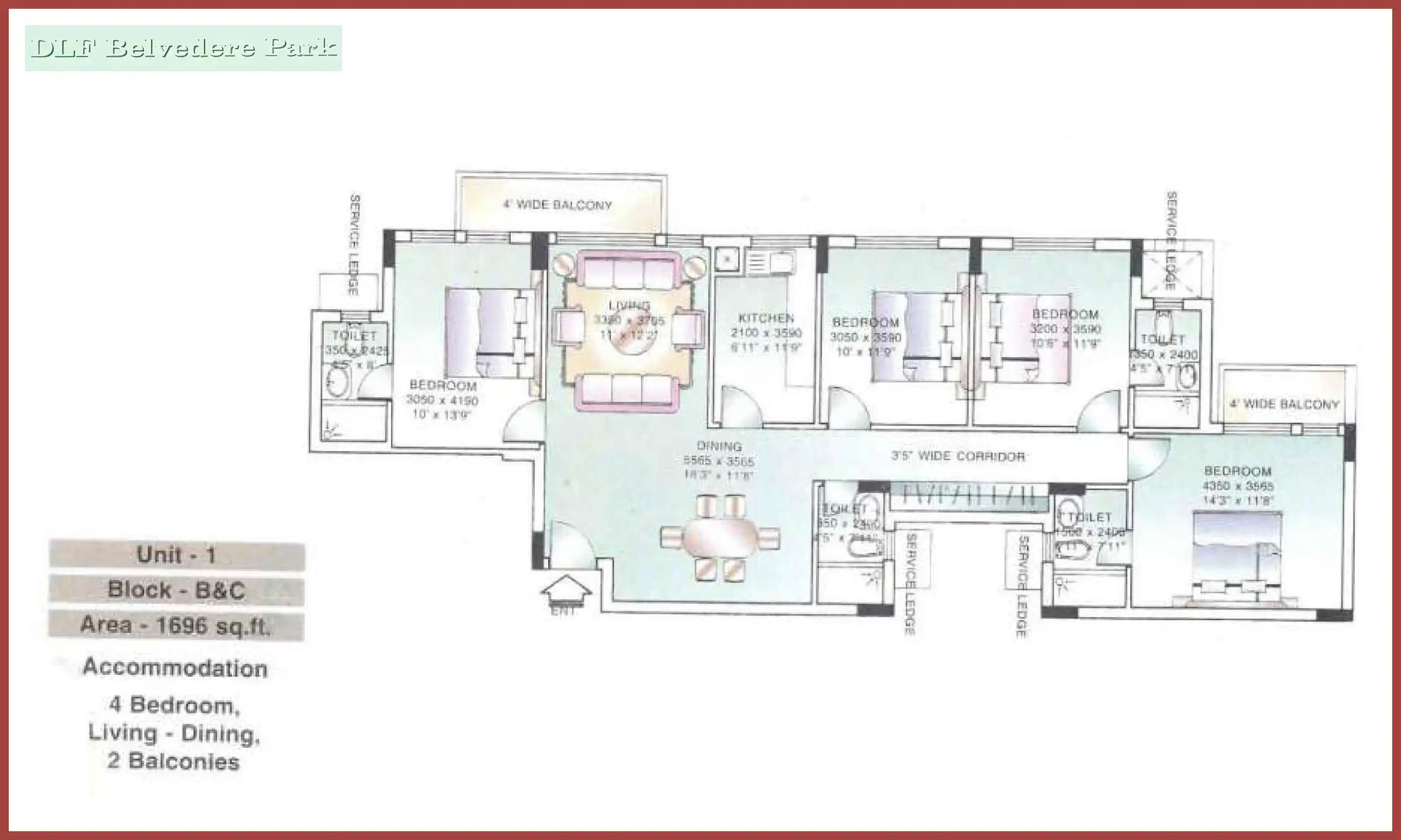 1696 Sqft