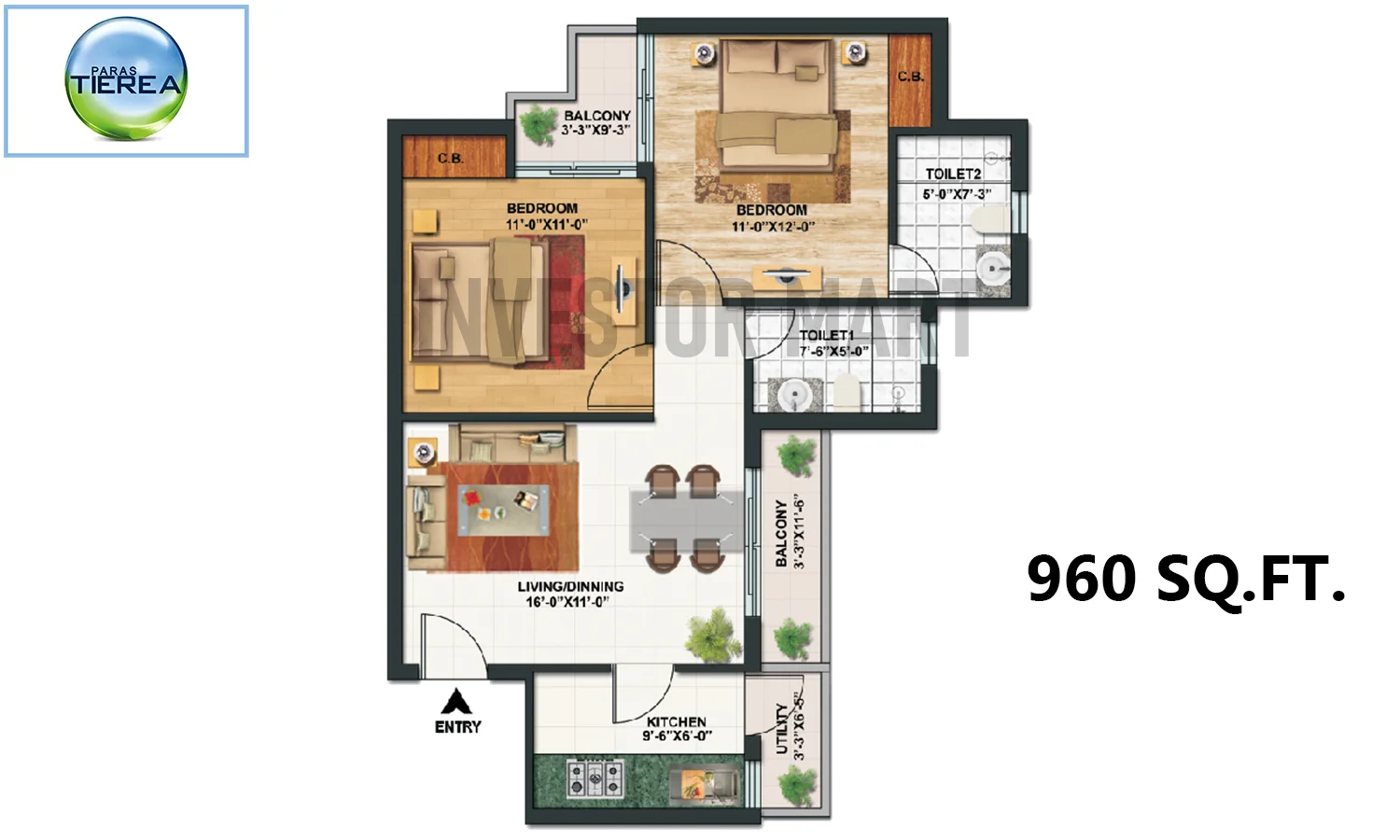 960 Sqft