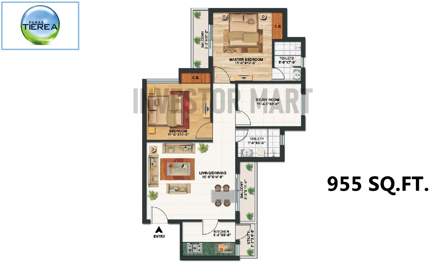 955 Sqft