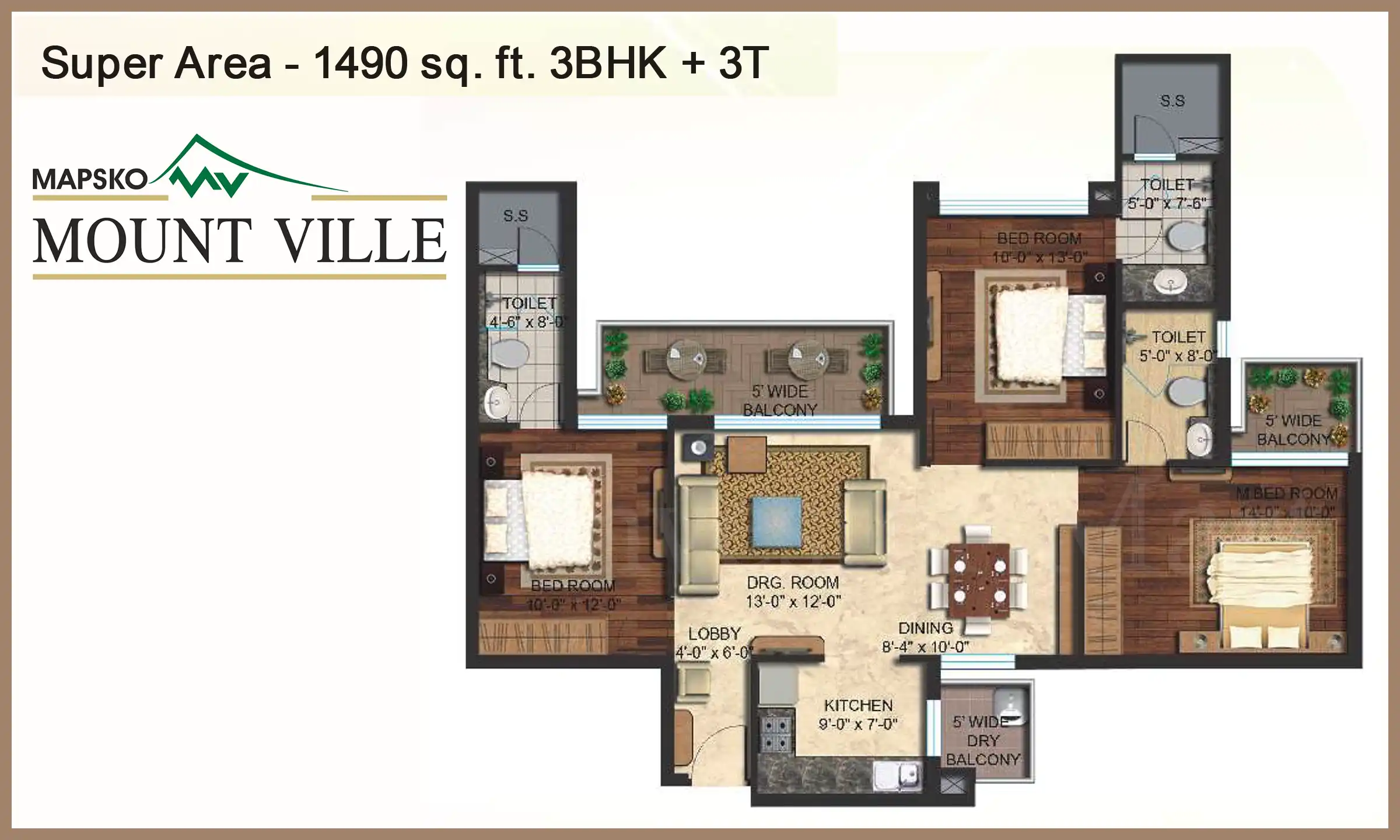 1490 Sqft