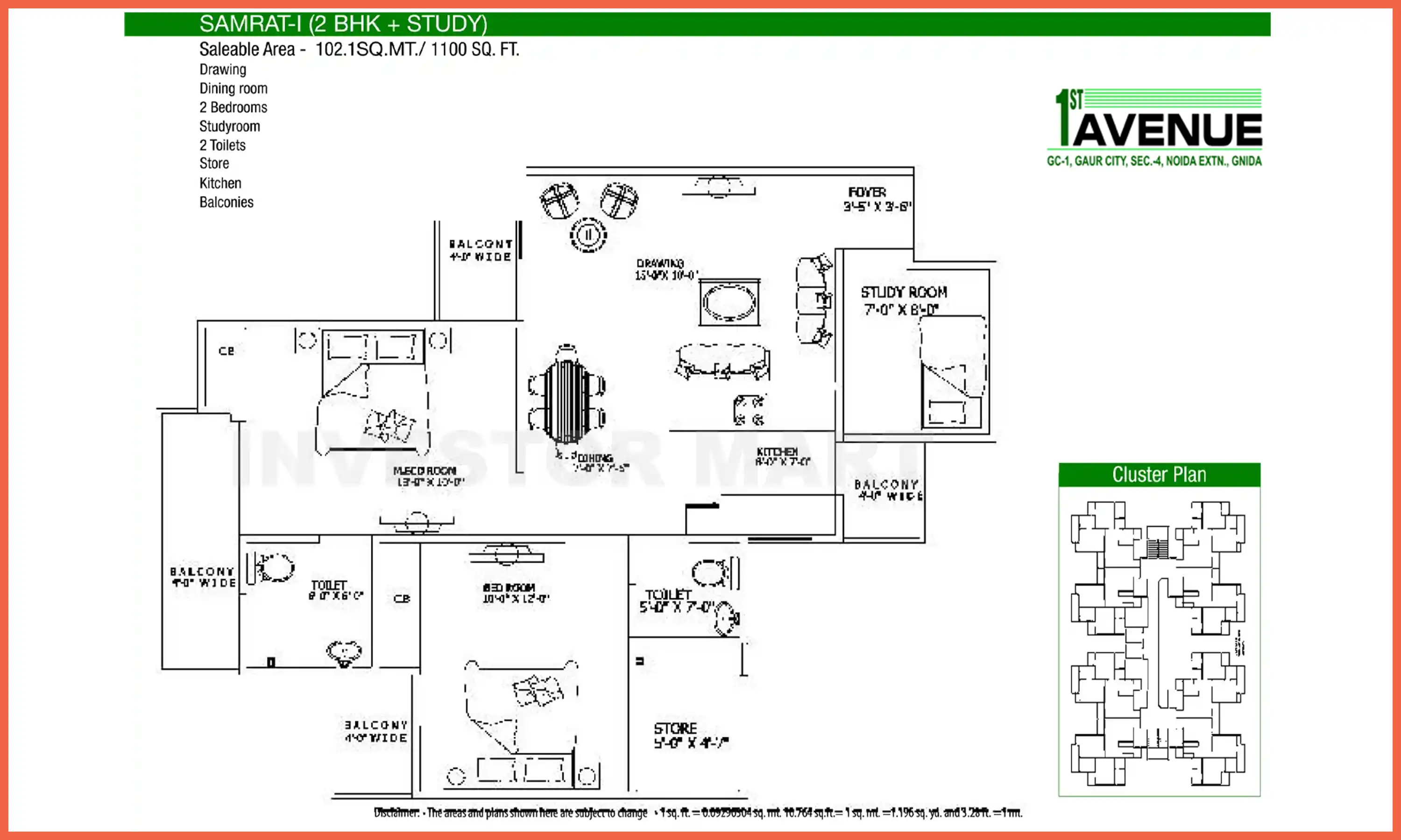 1100 Sqft