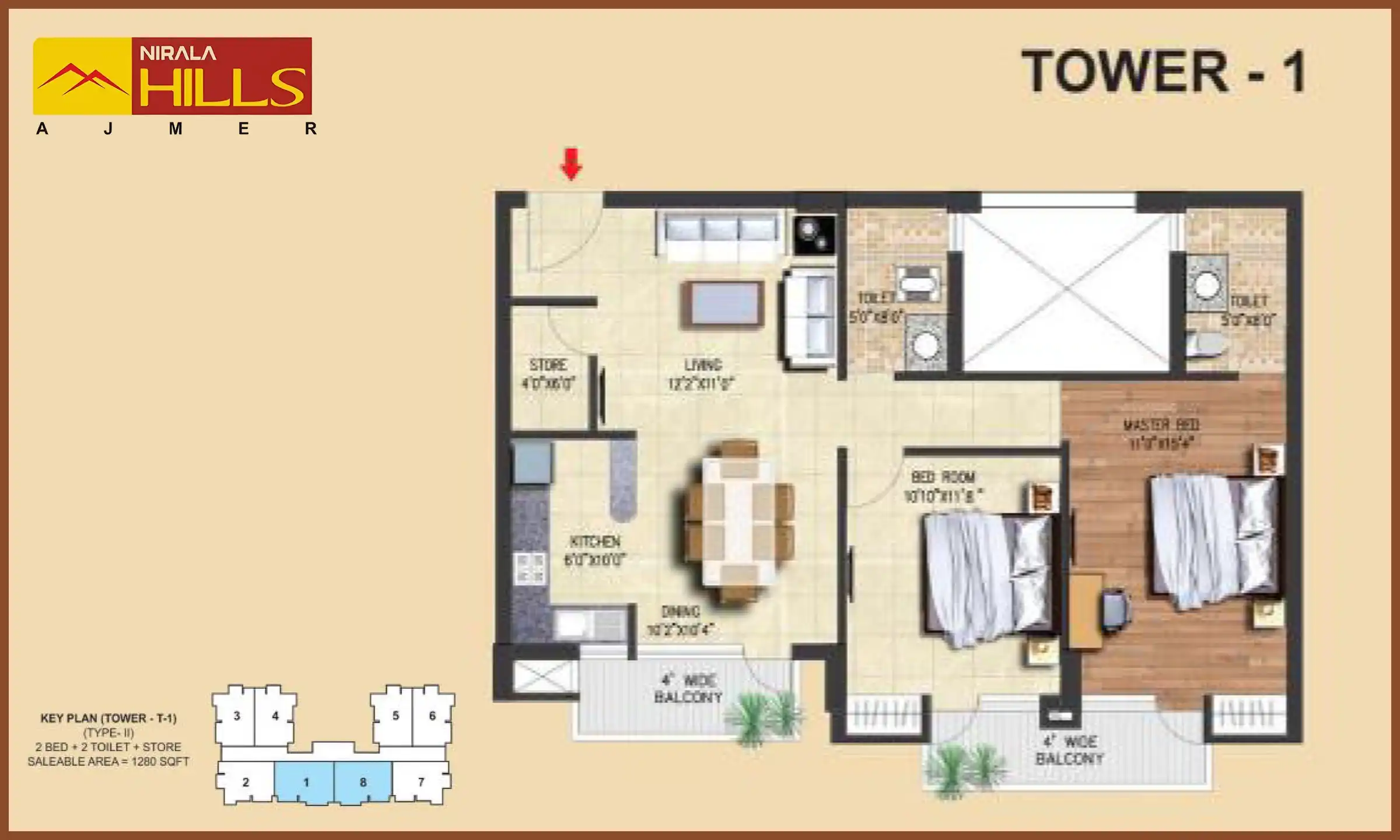 1280 Sqft