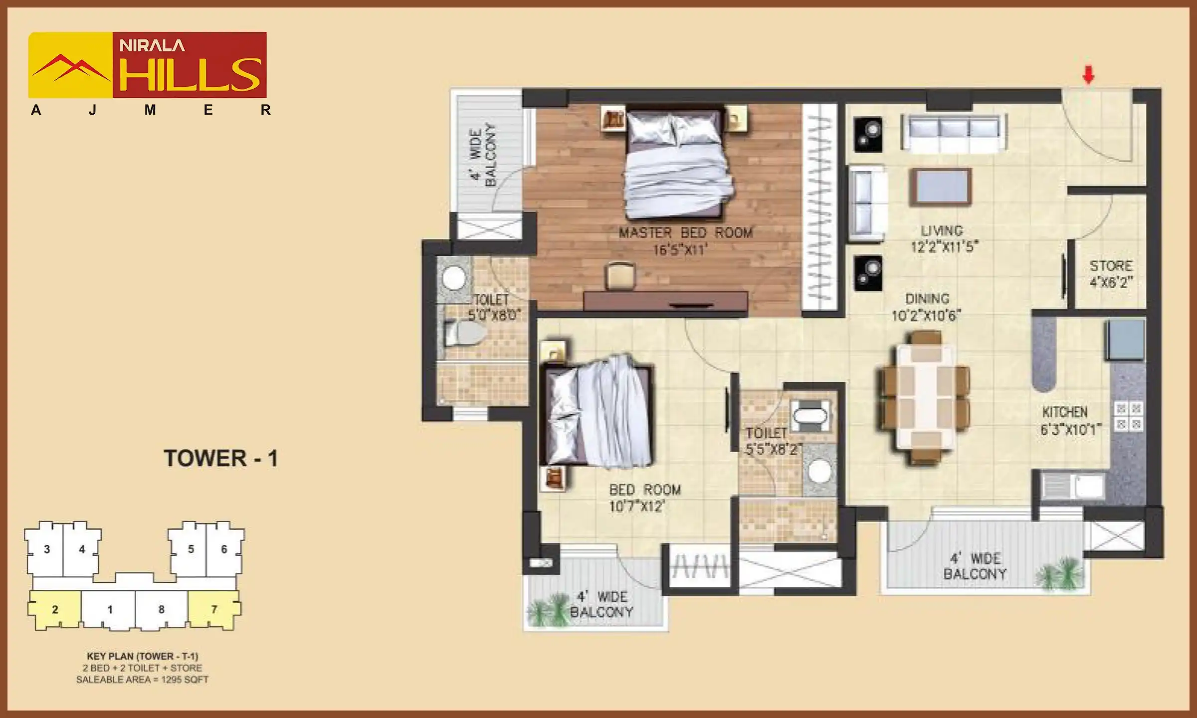 1295 Sqft