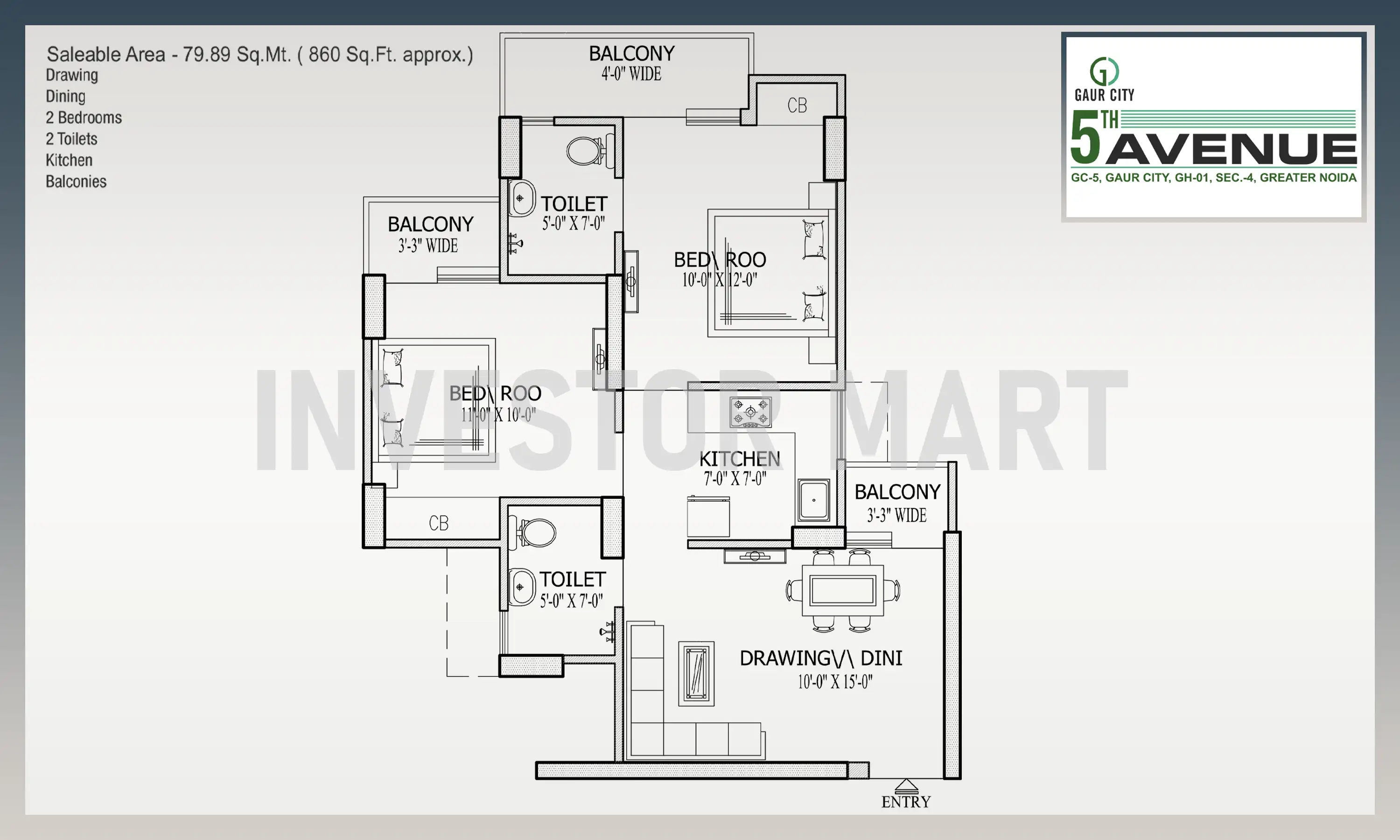 860 Sqft