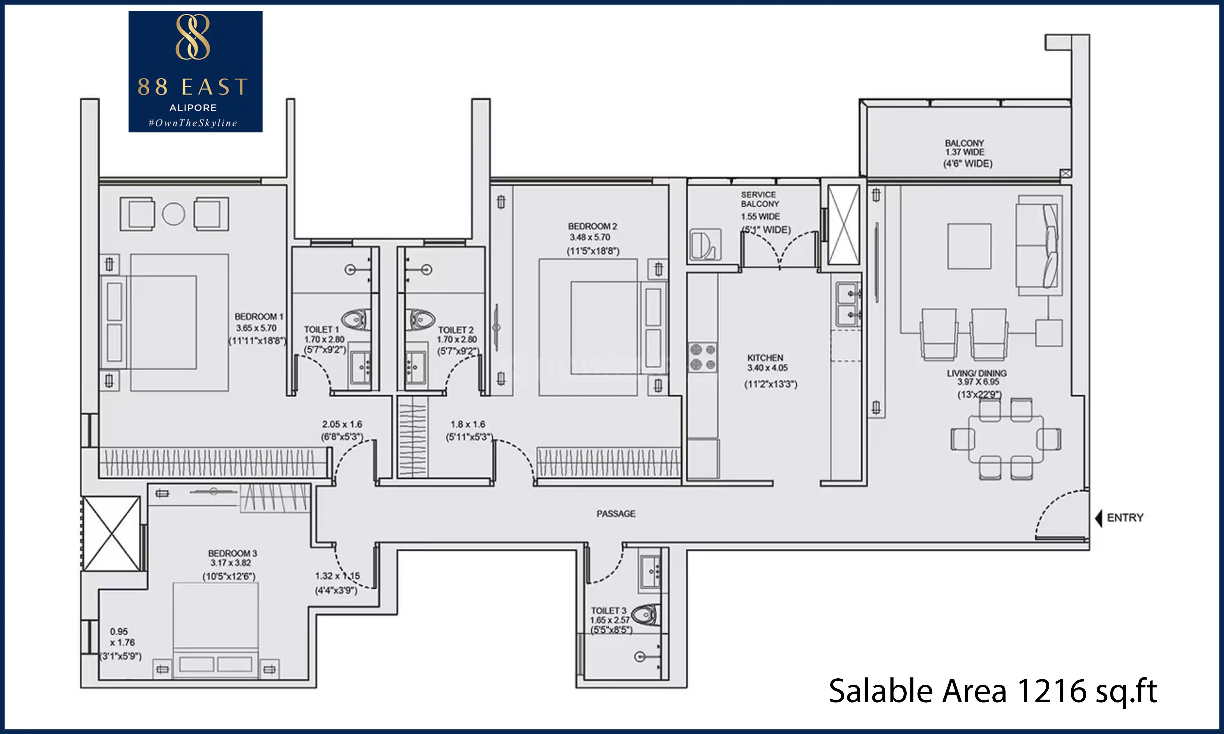 1216 Sqft