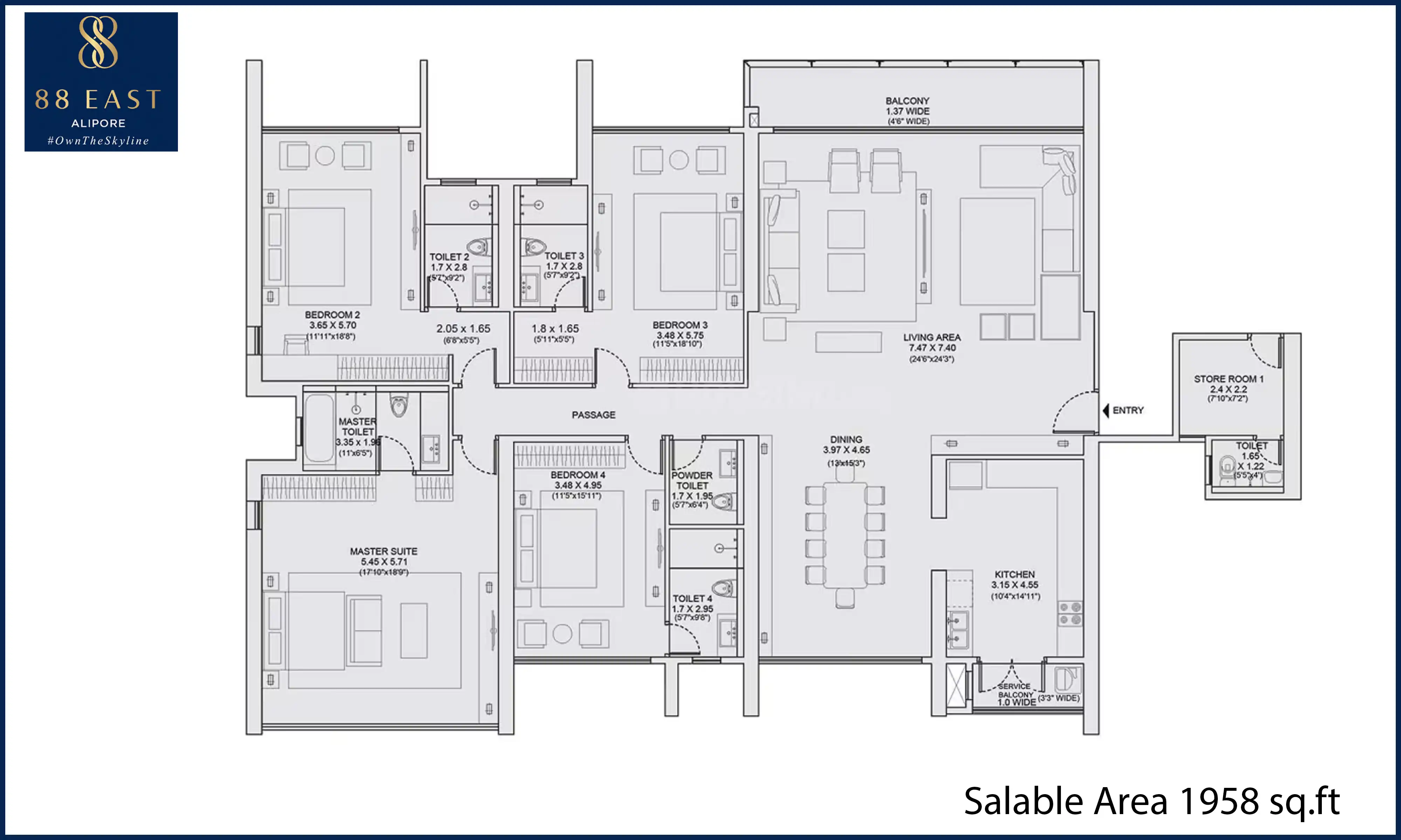 1958 Sqft