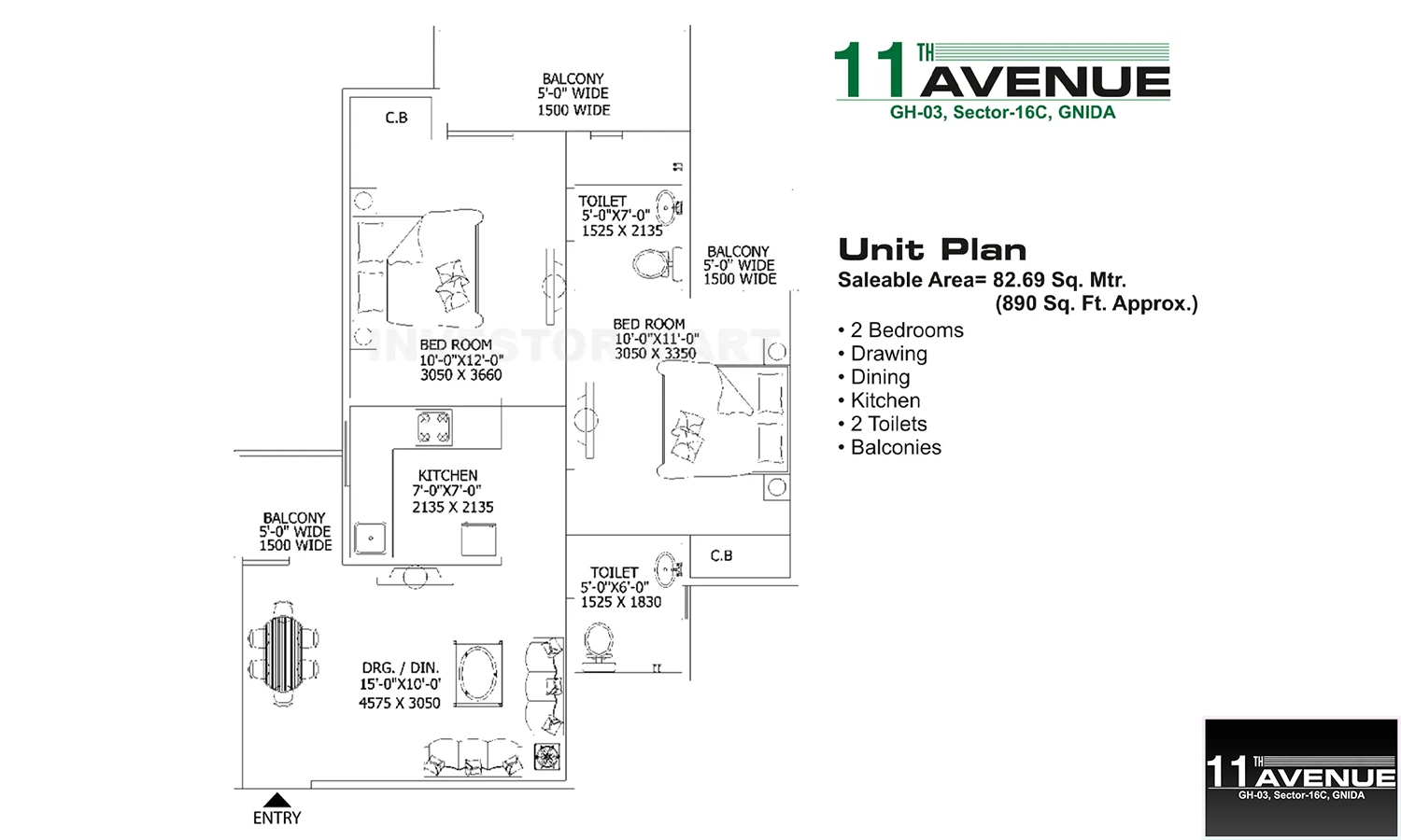 890 Sqft