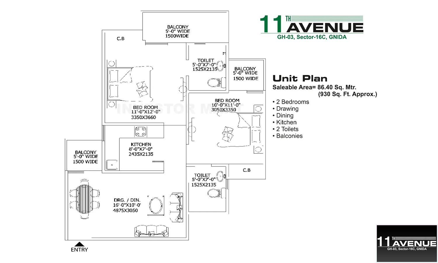 930 Sqft