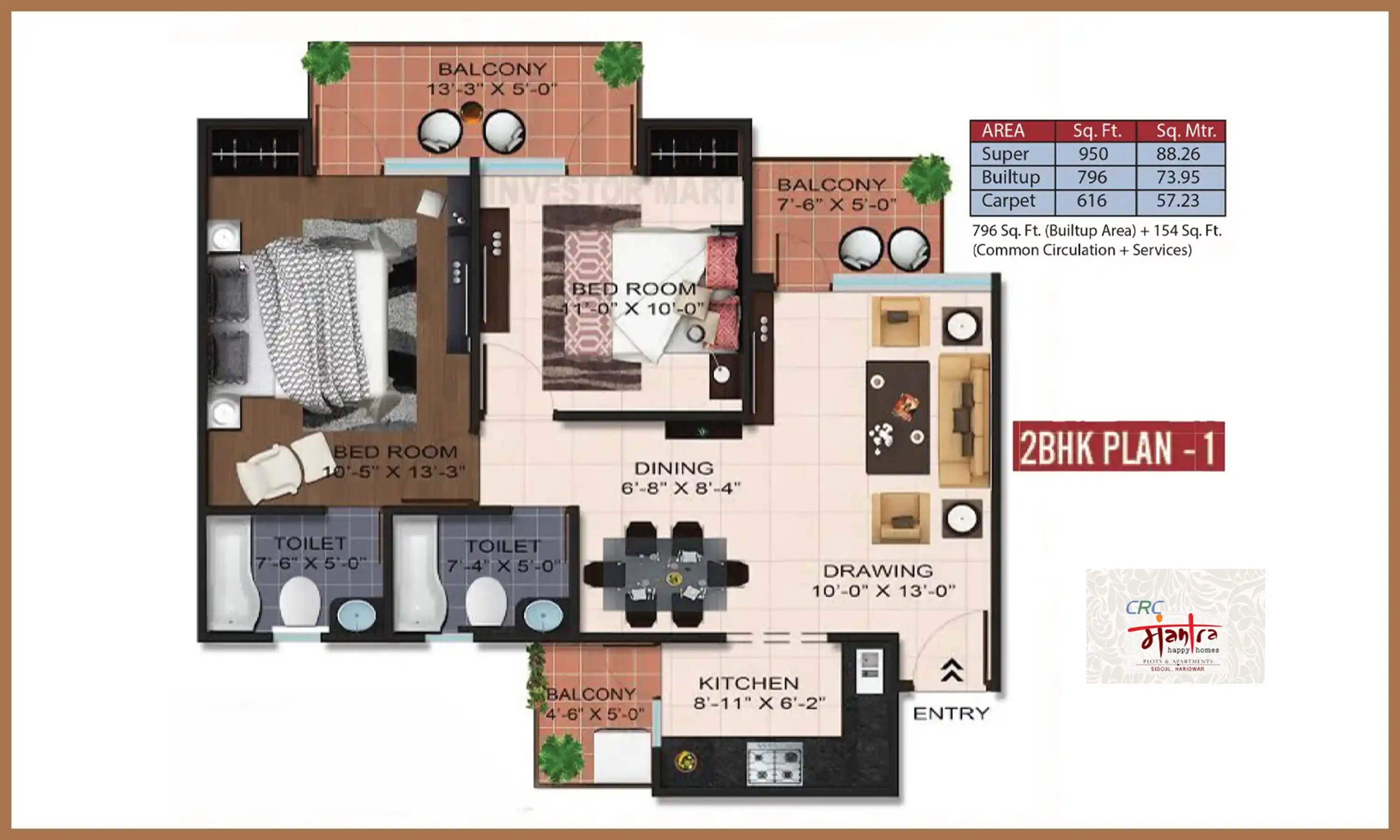 950 Sqft