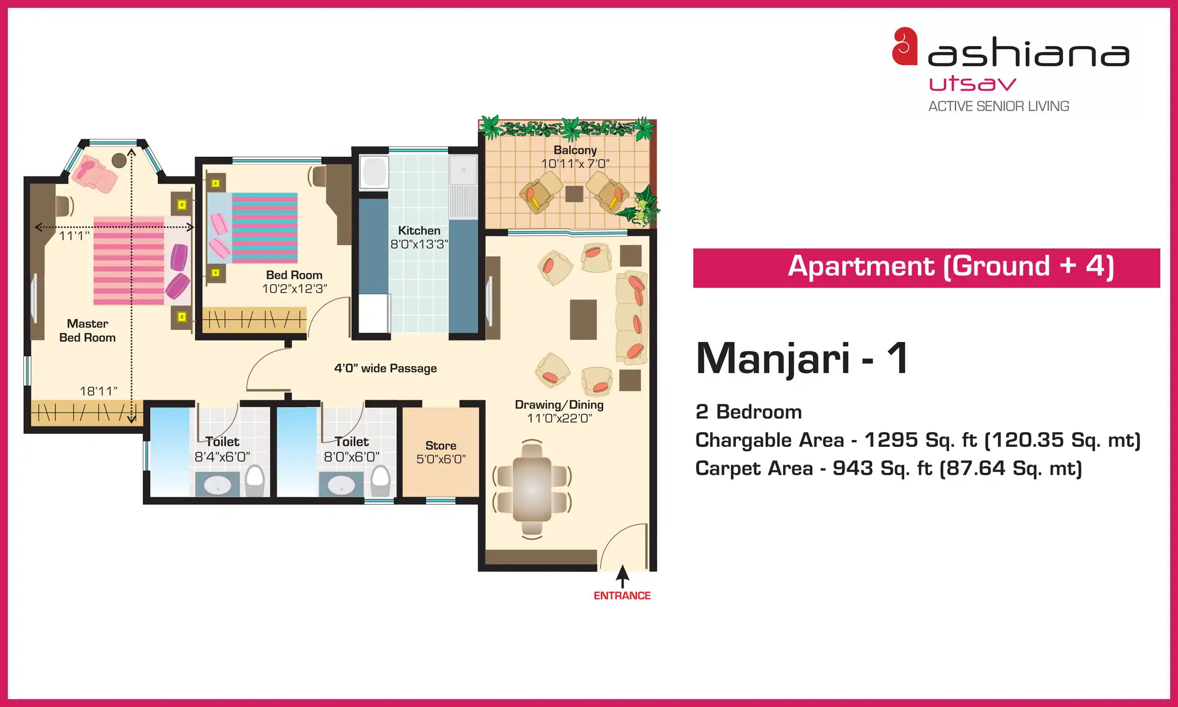 1295 Sqft