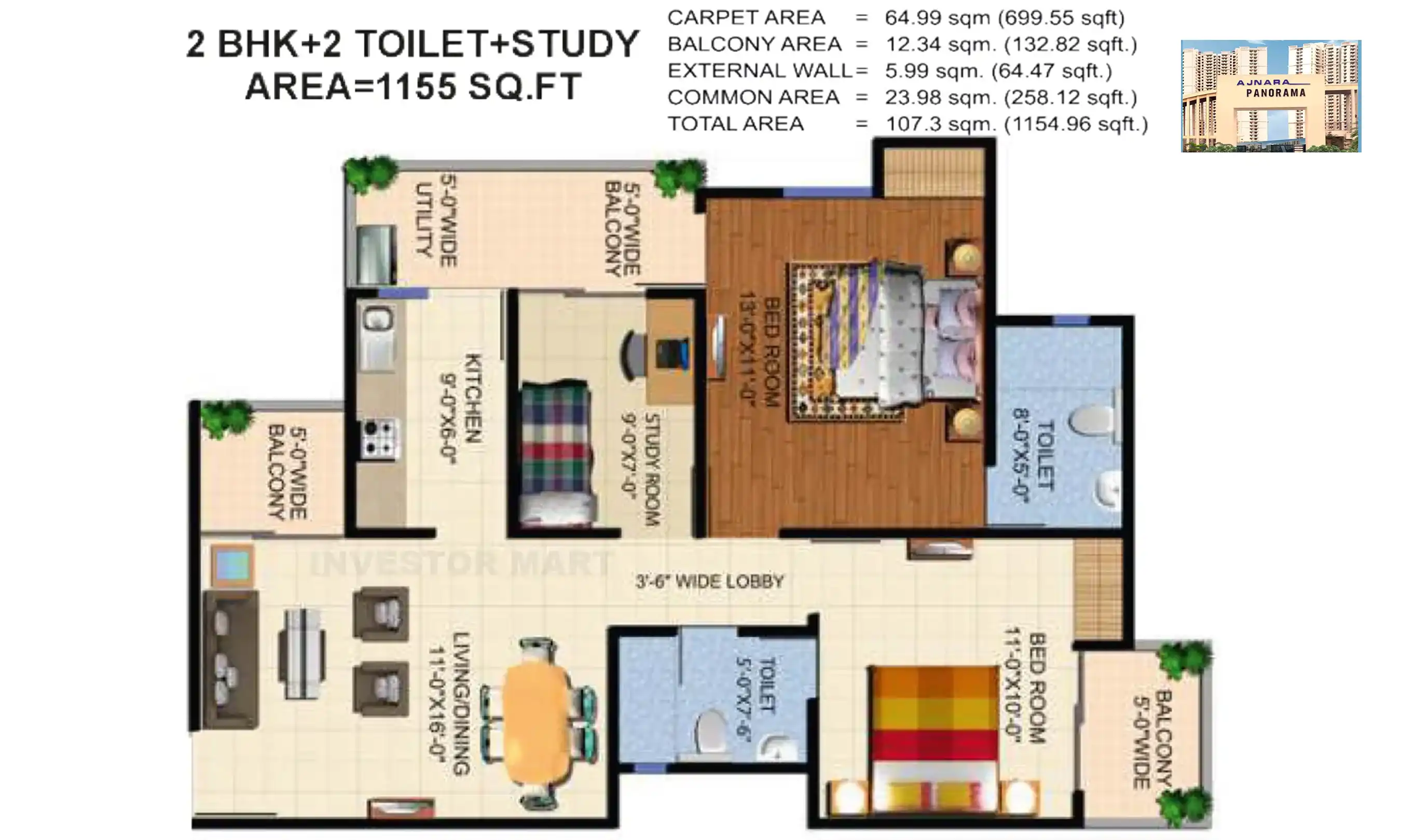 1155 Sqft