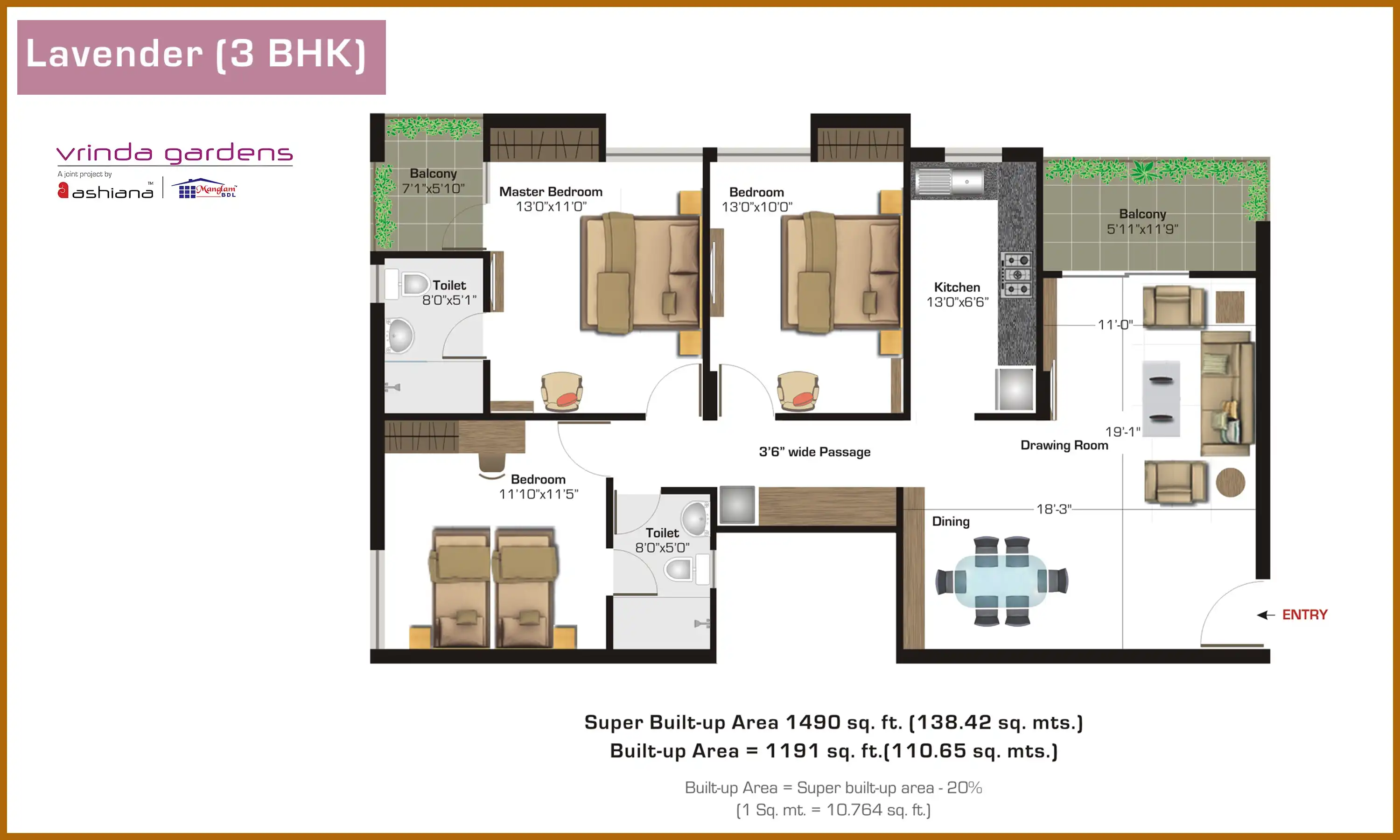 1490 Sqft