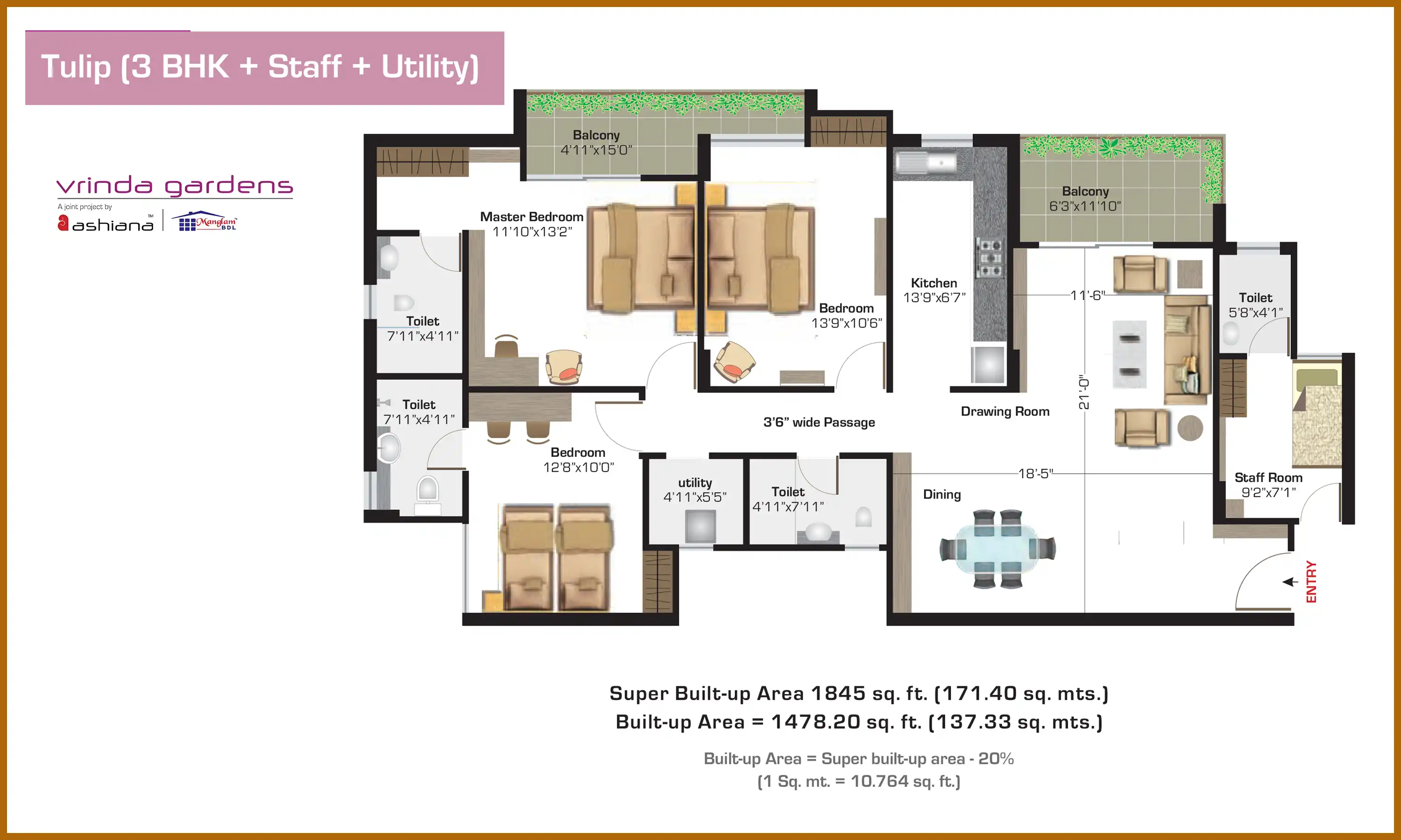 1845 Sqft