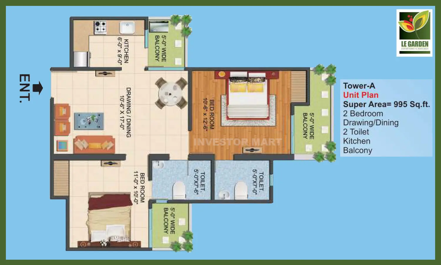 995 Sqft