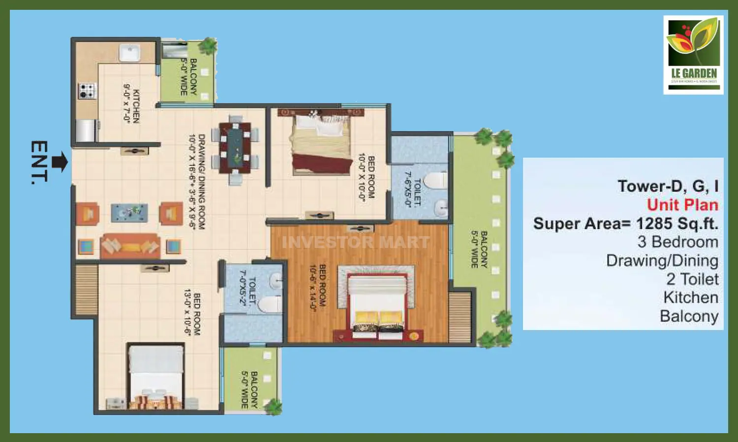 1285 Sqft