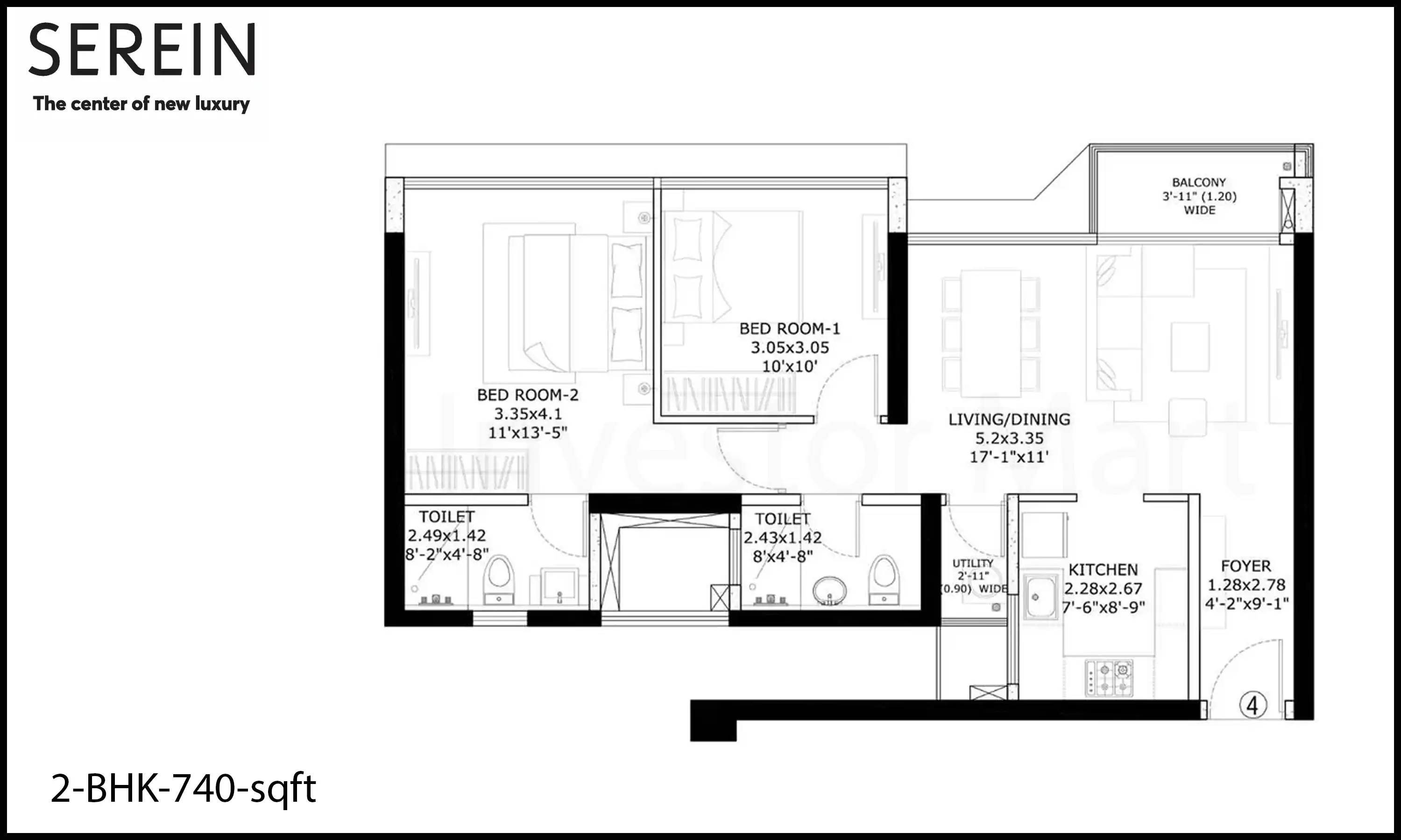 740 Sqft