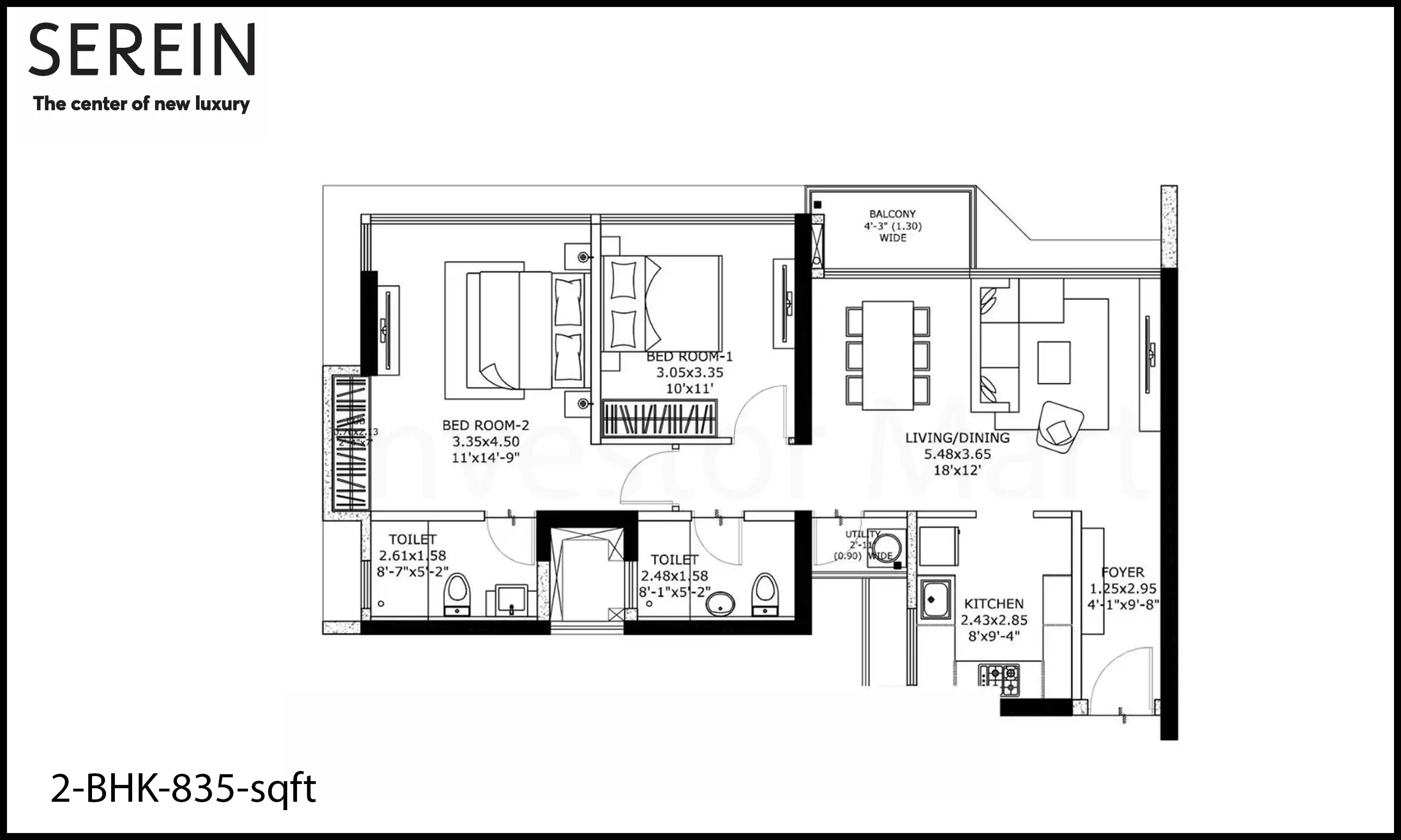 835 Sqft