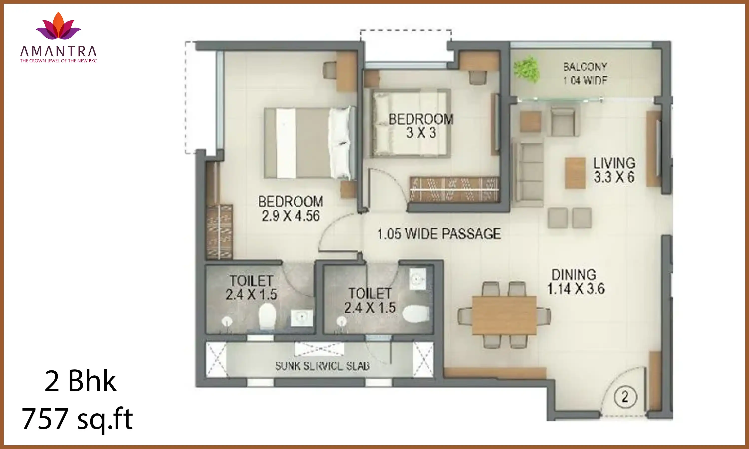 757 Sqft