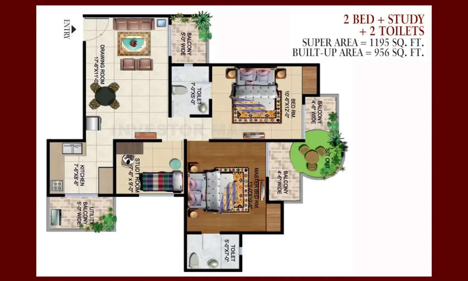 1195 Sqft