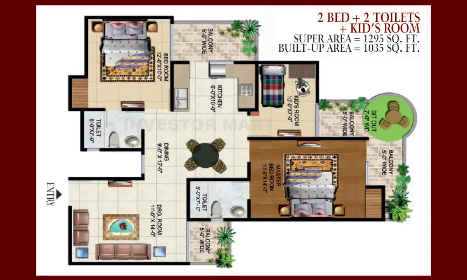1295 Sqft