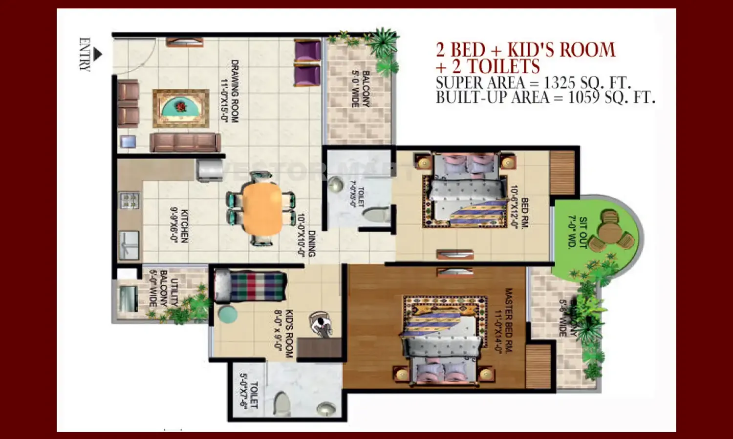 1325 Sqft