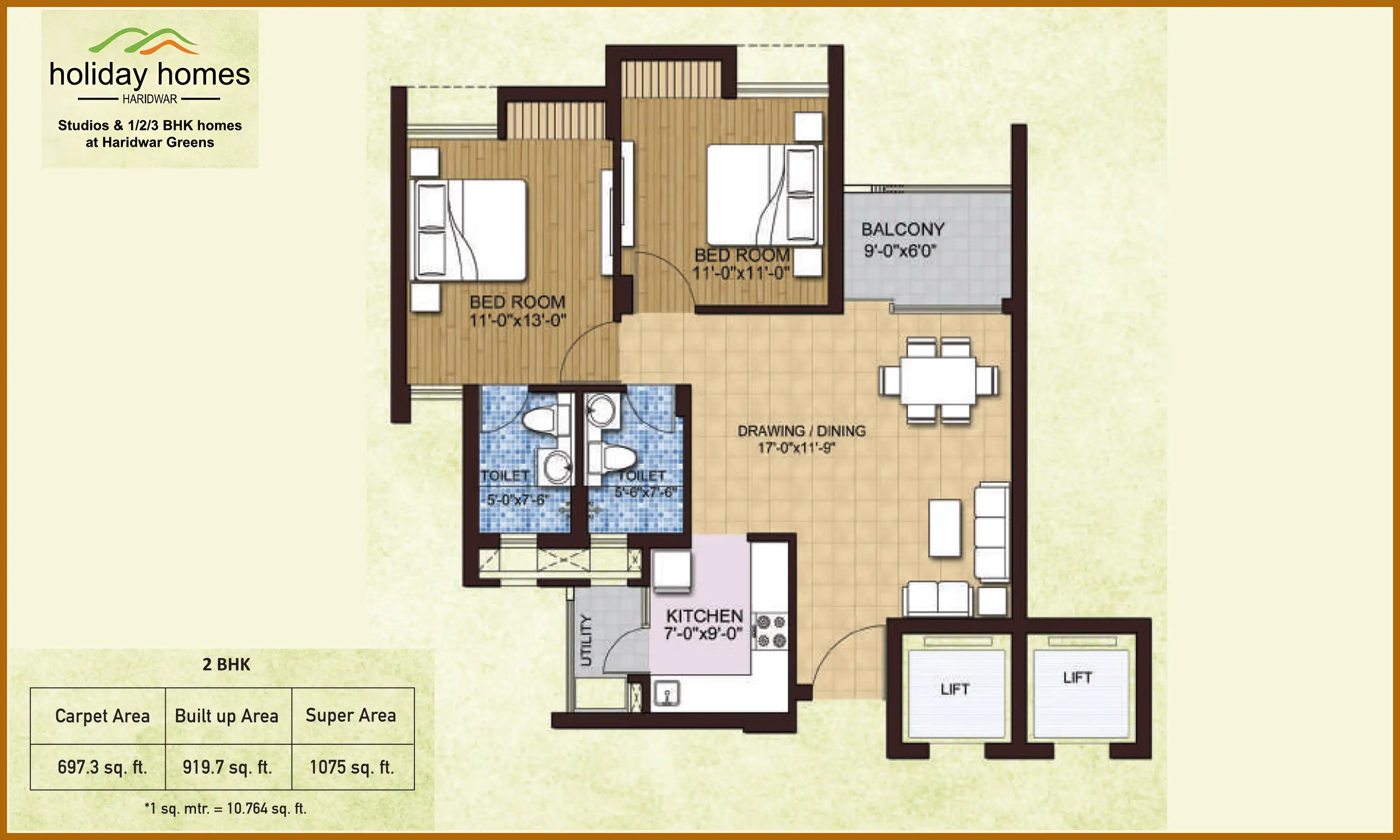 1075 Sqft
