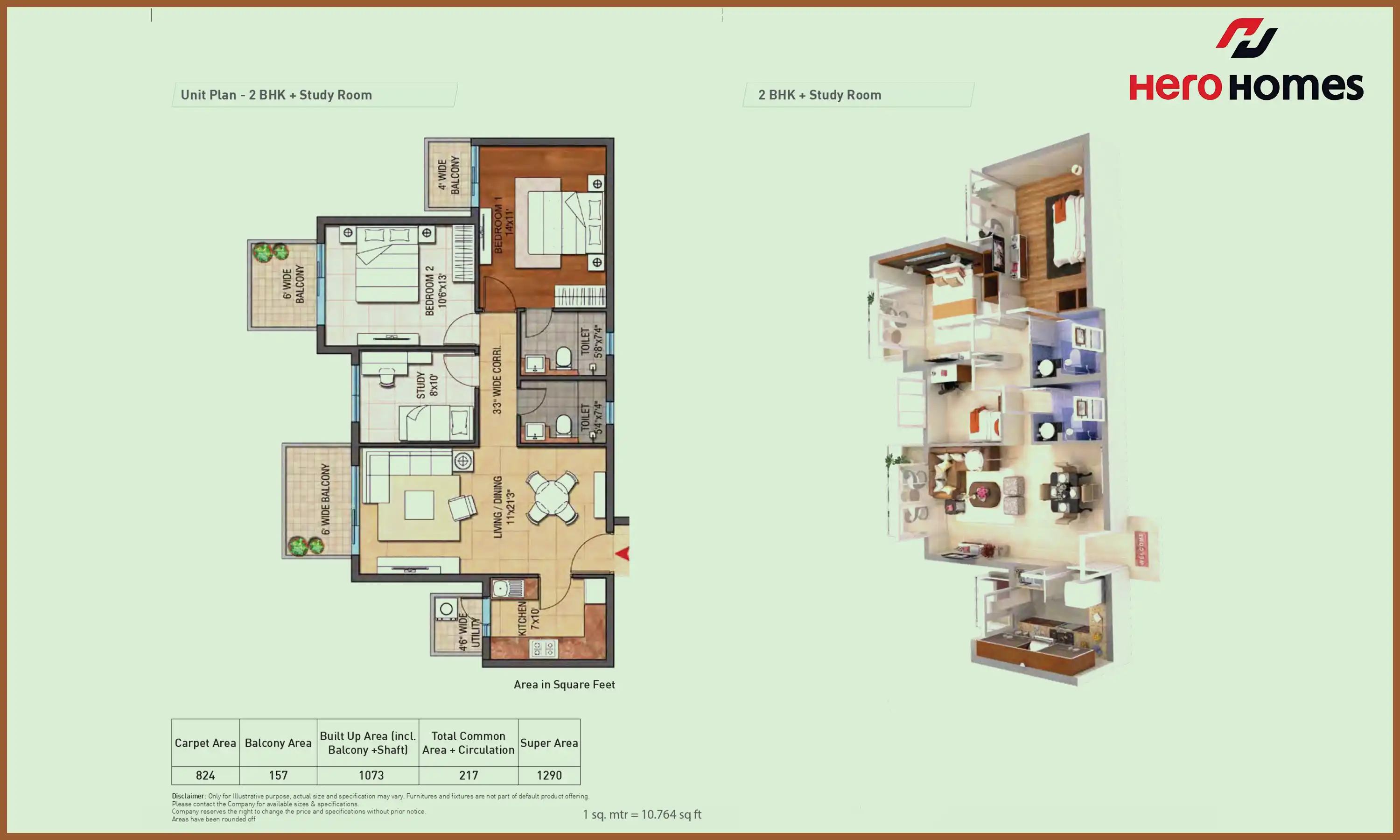 1290 Sqft