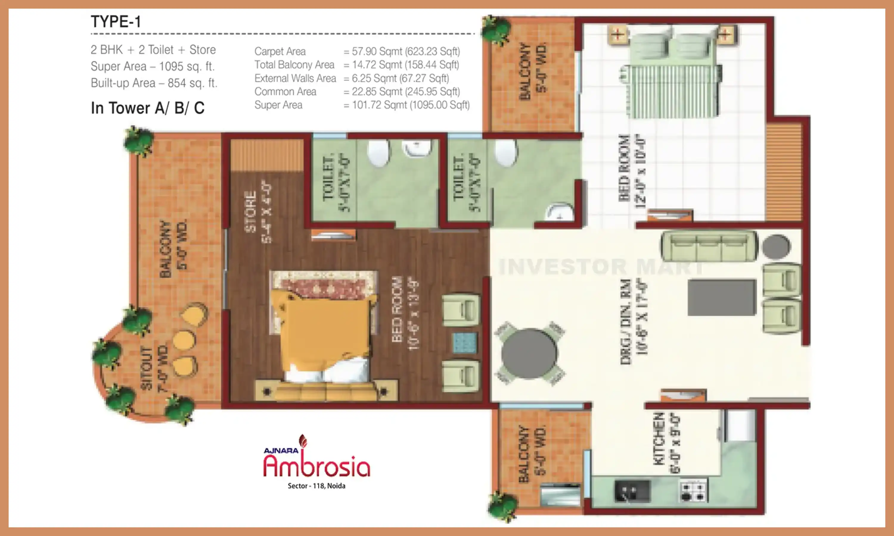 1095 Sqft