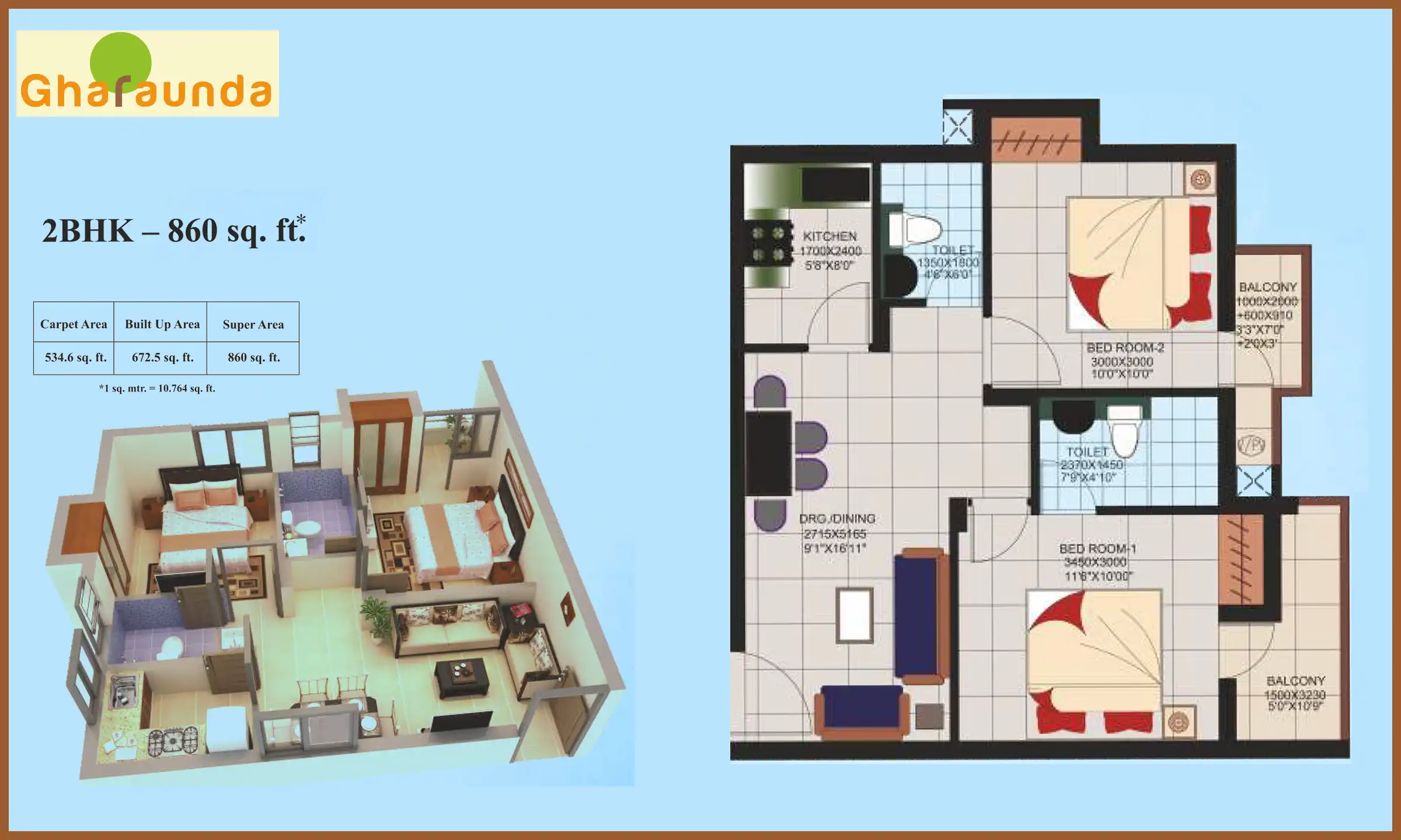 860 Sqft