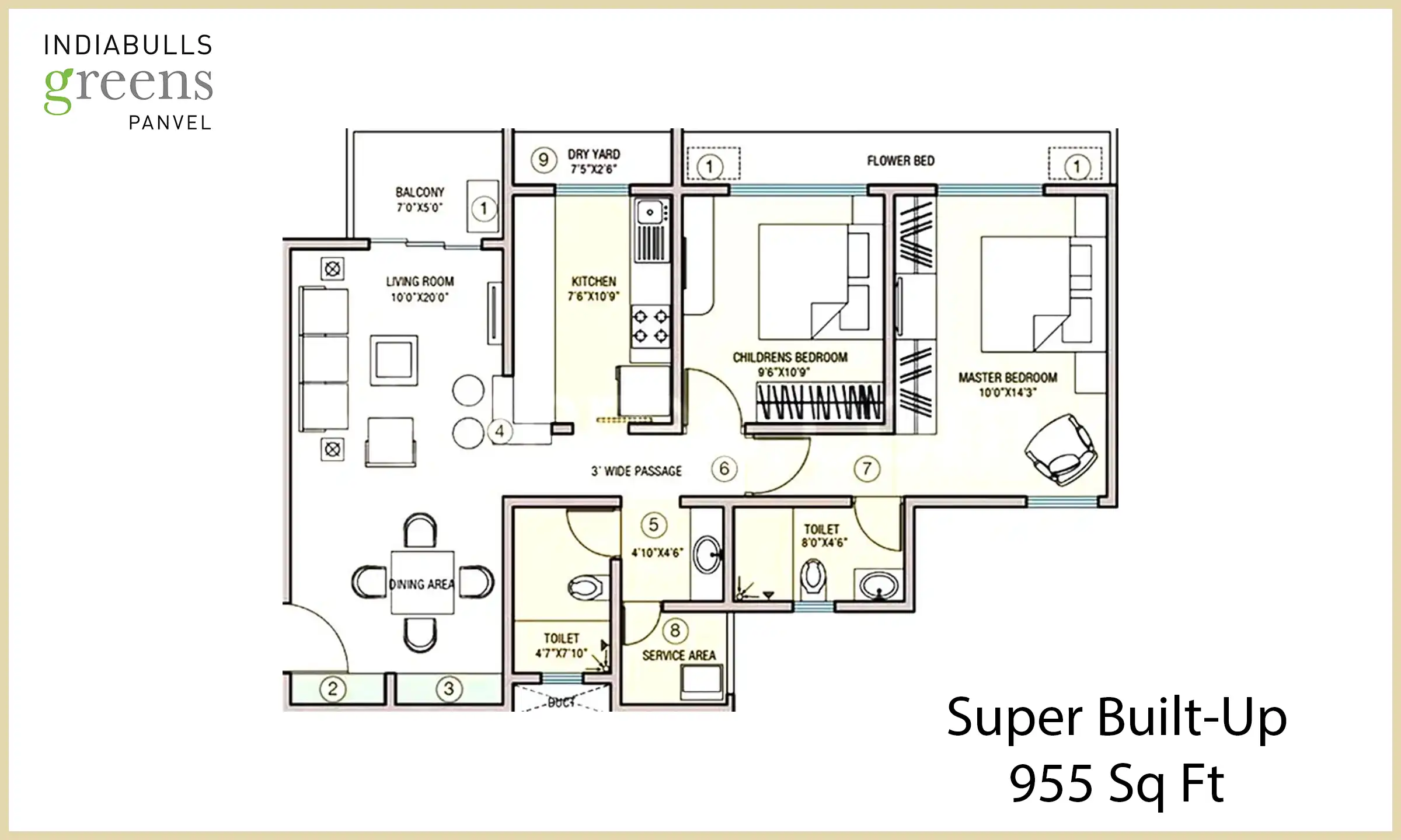 955 Sqft