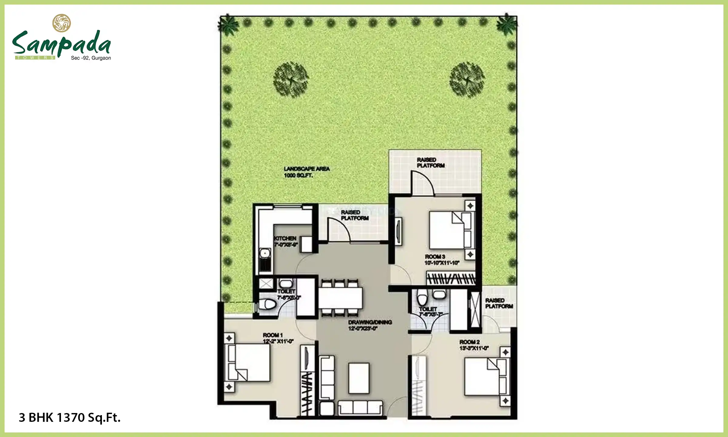 1370 Sqft