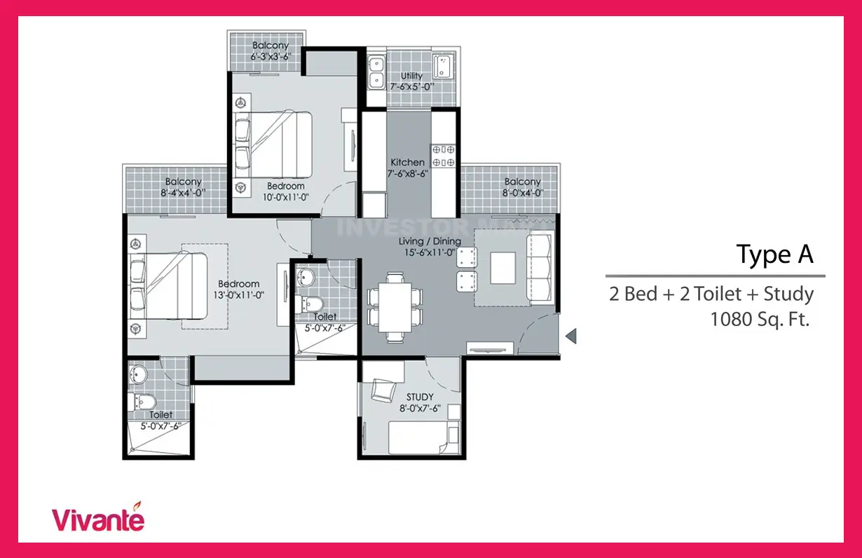 1080 Sqft