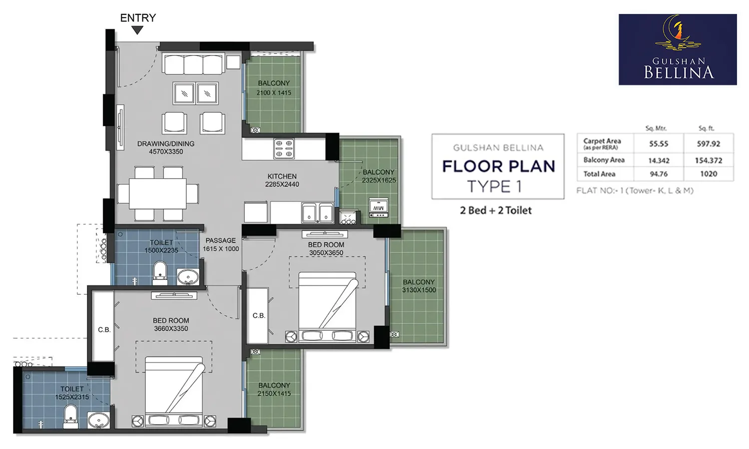 1020 Sqft
