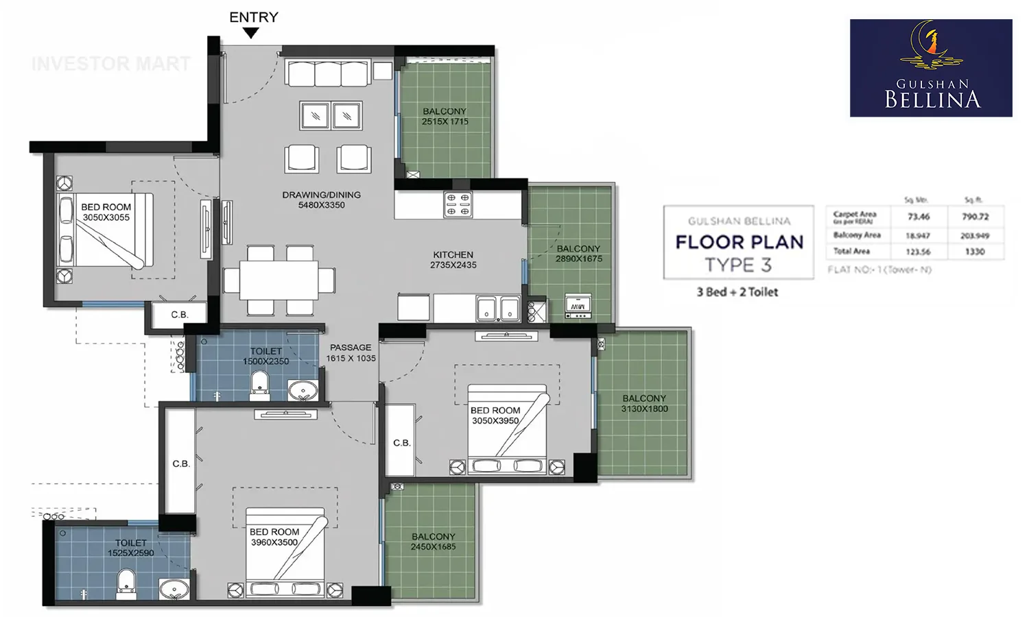 1330 Sqft