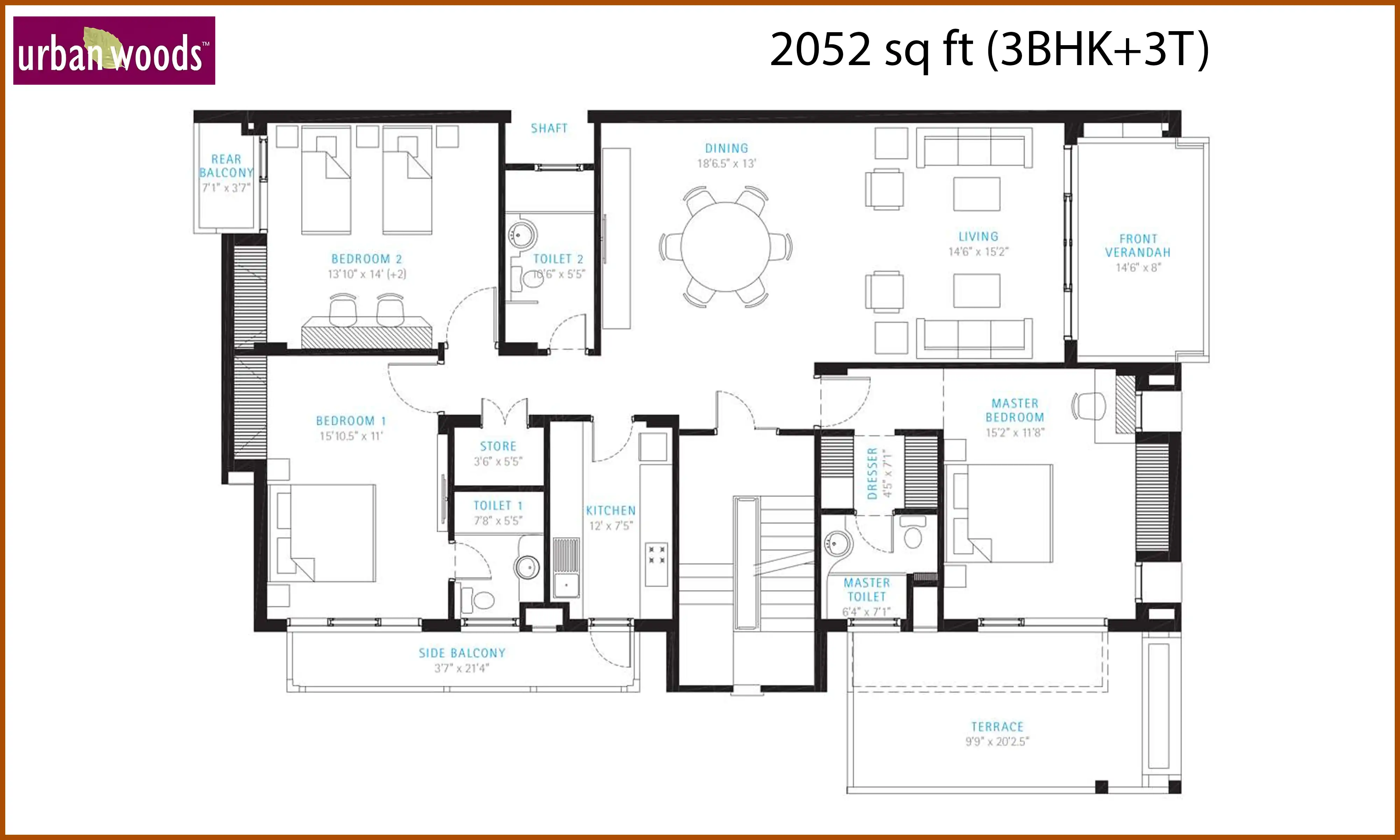 2052 Sqft