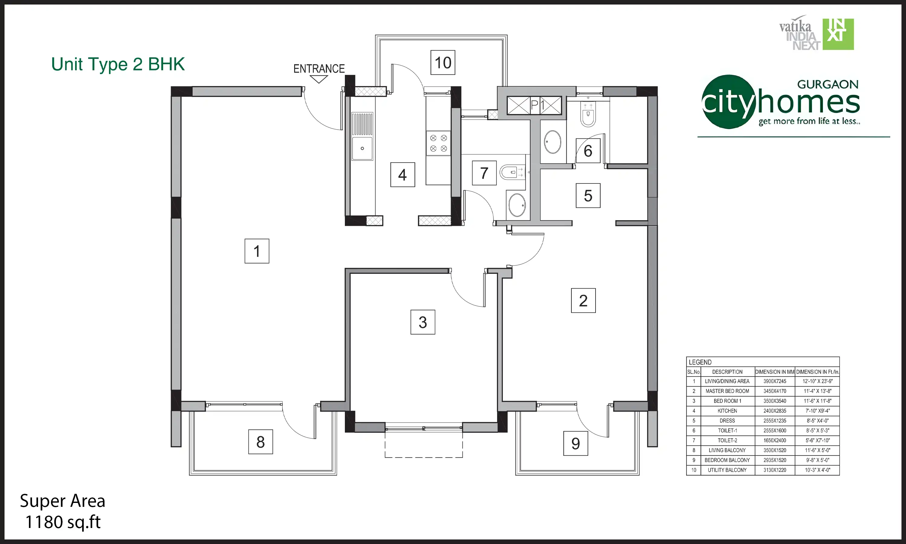 1180 Sqft