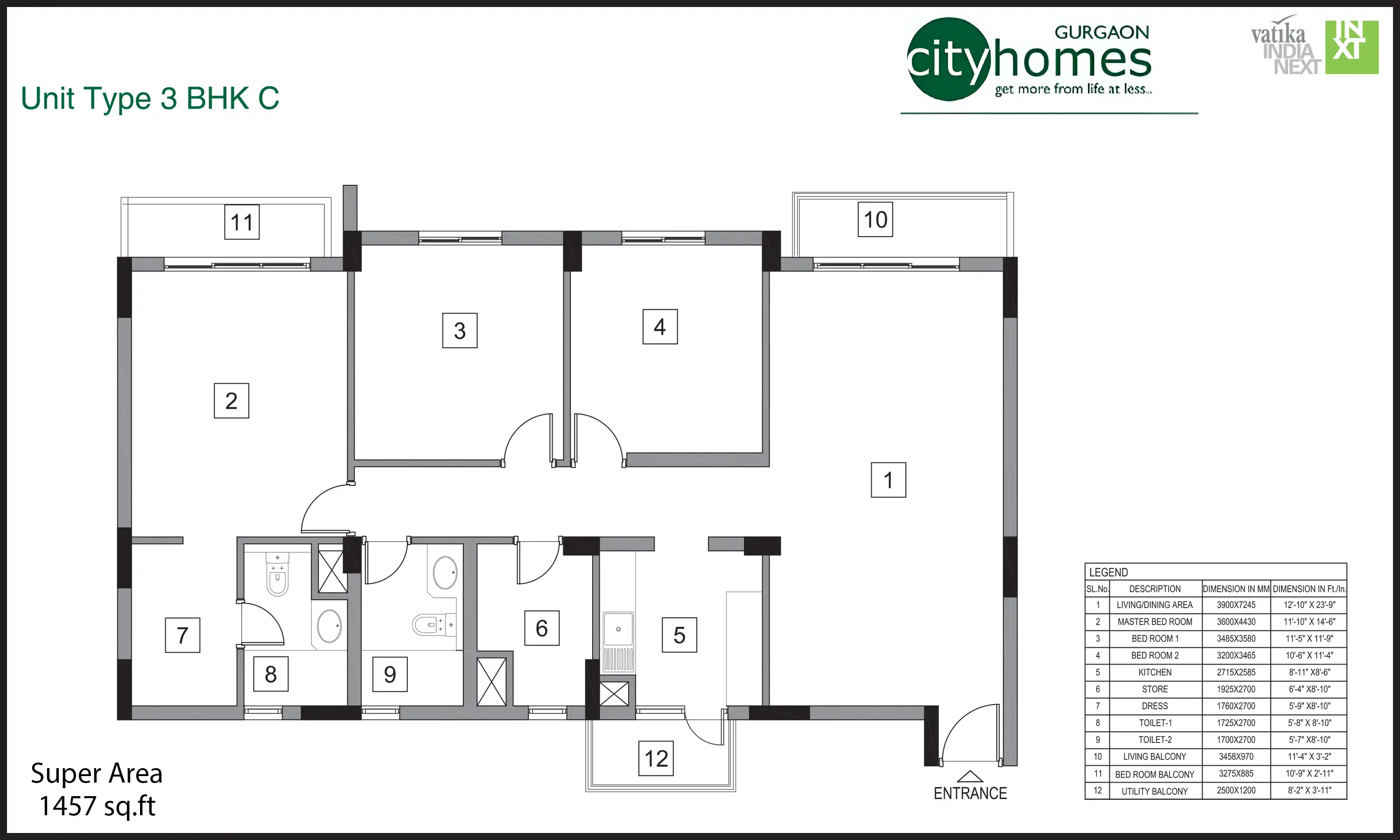 1457 Sqft