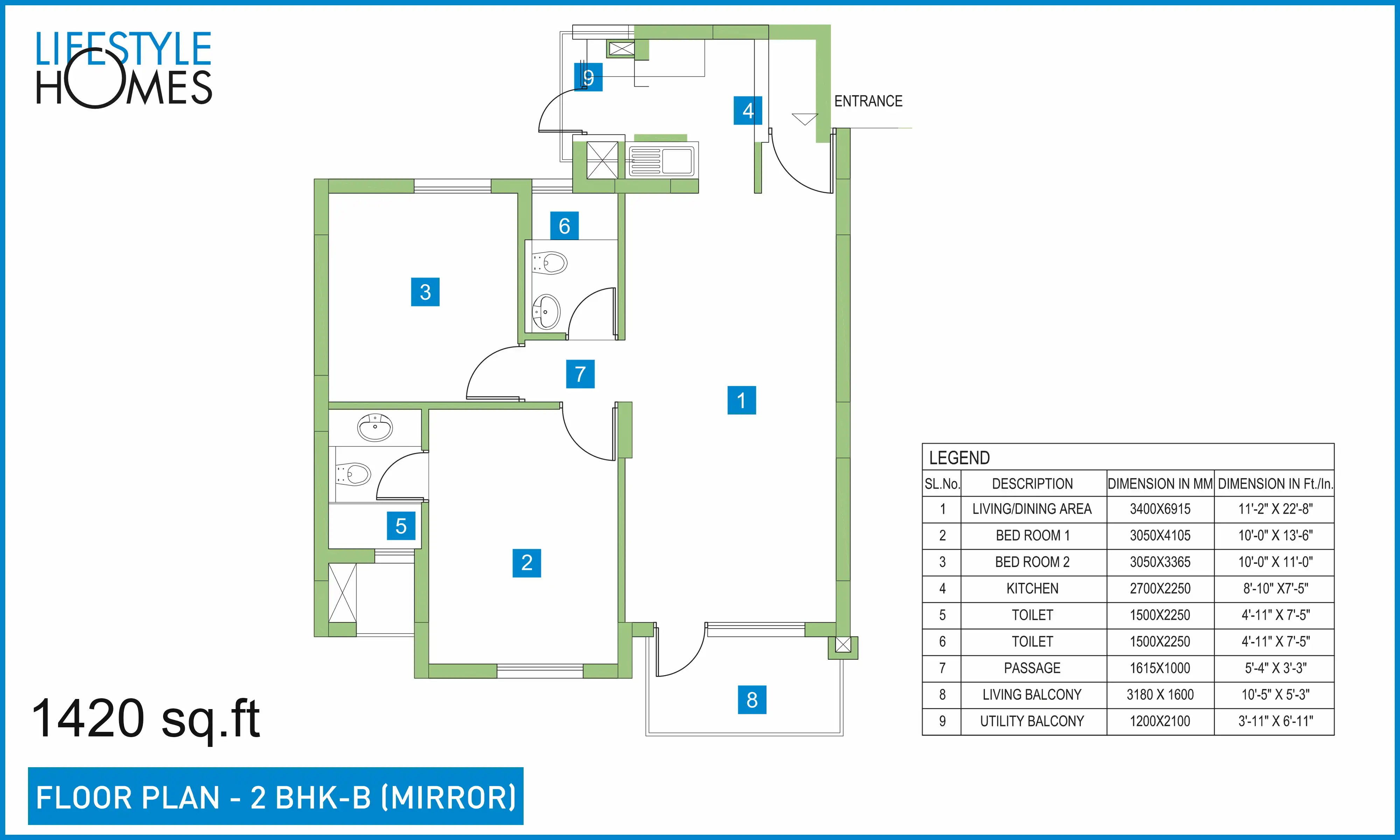1420 Sqft