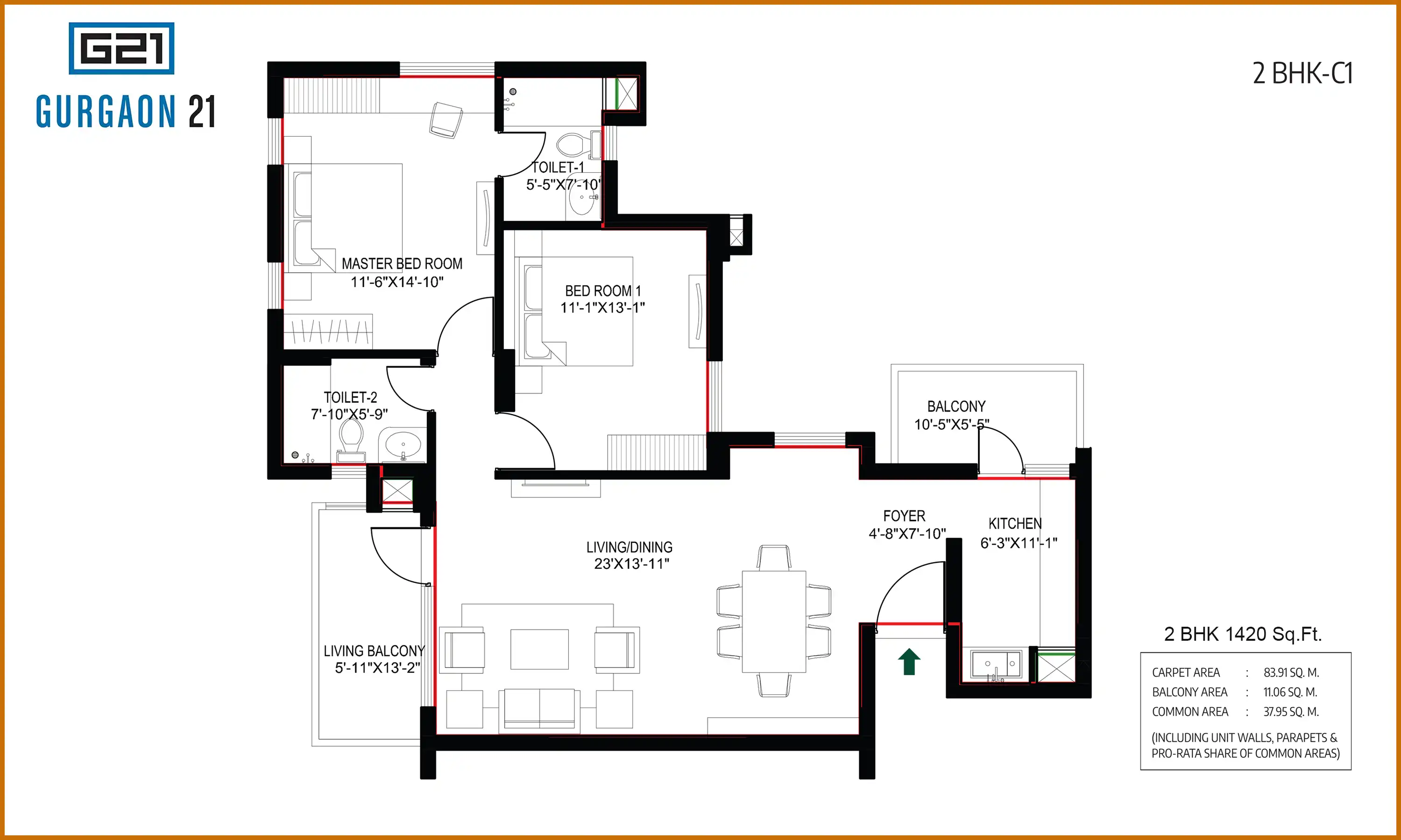 1420 Sqft