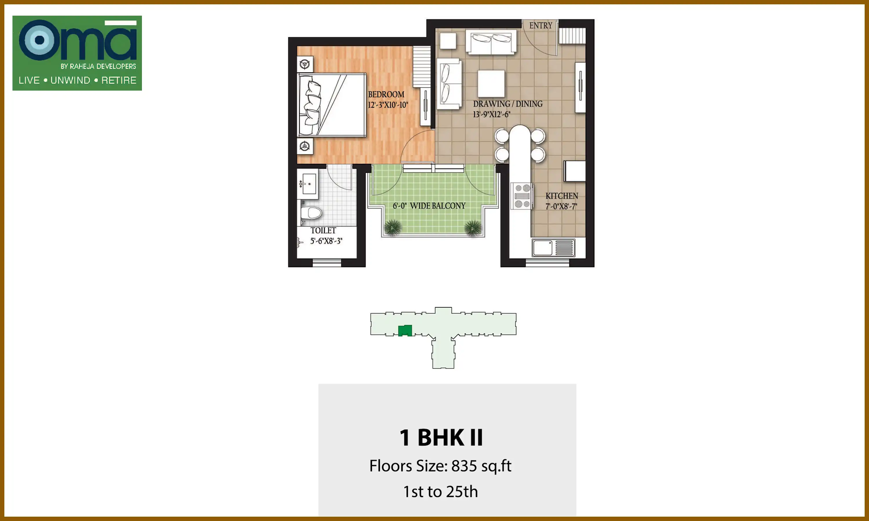 835 Sqft