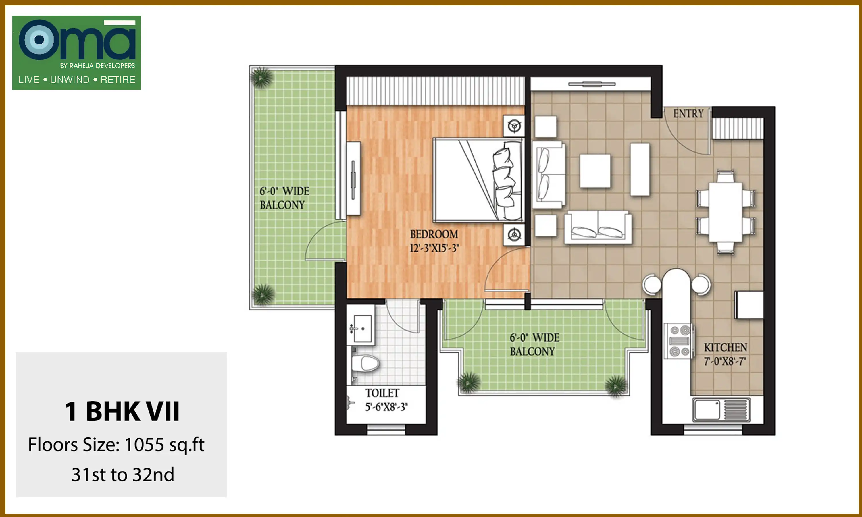 1055 Sqft