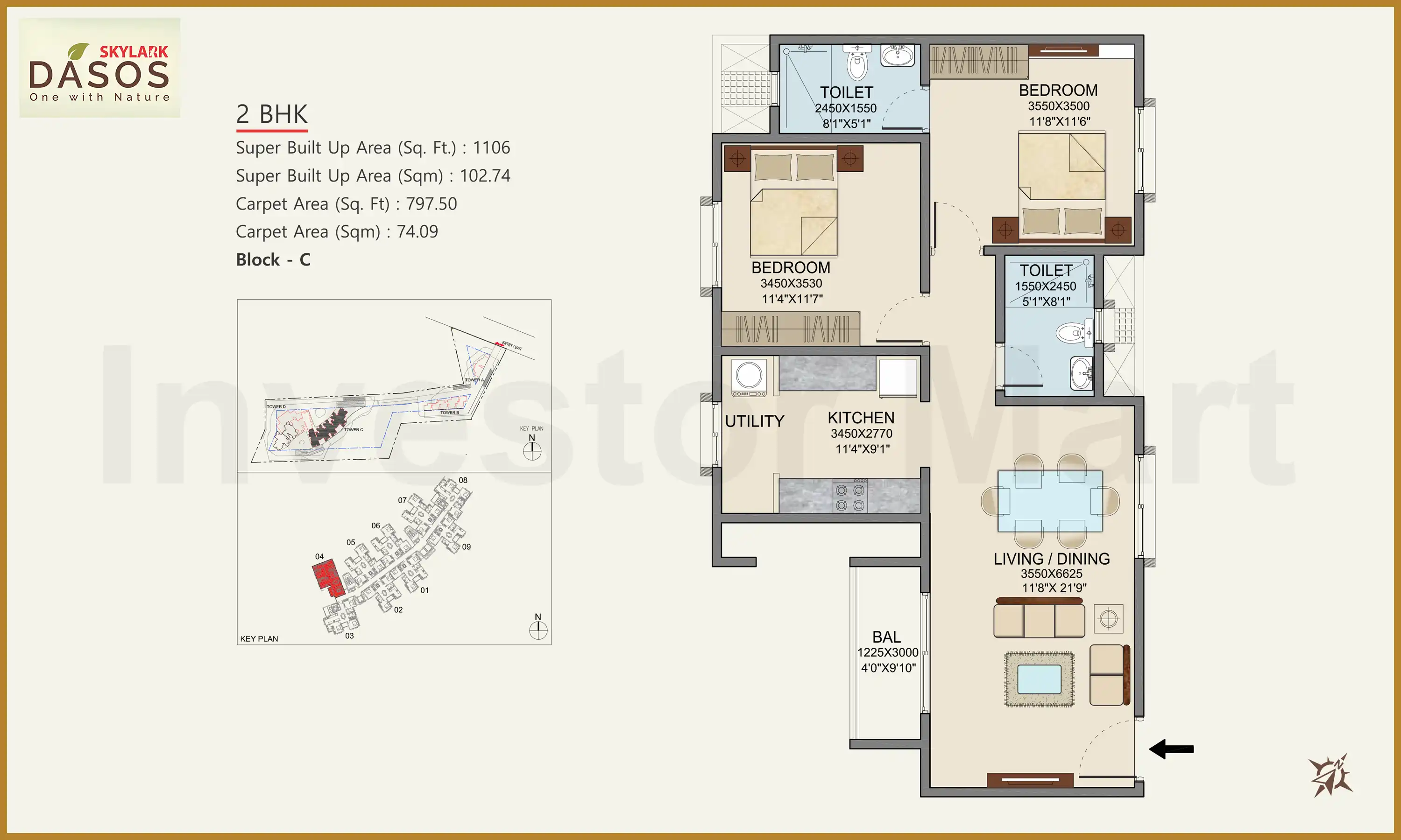 1106 Sqft