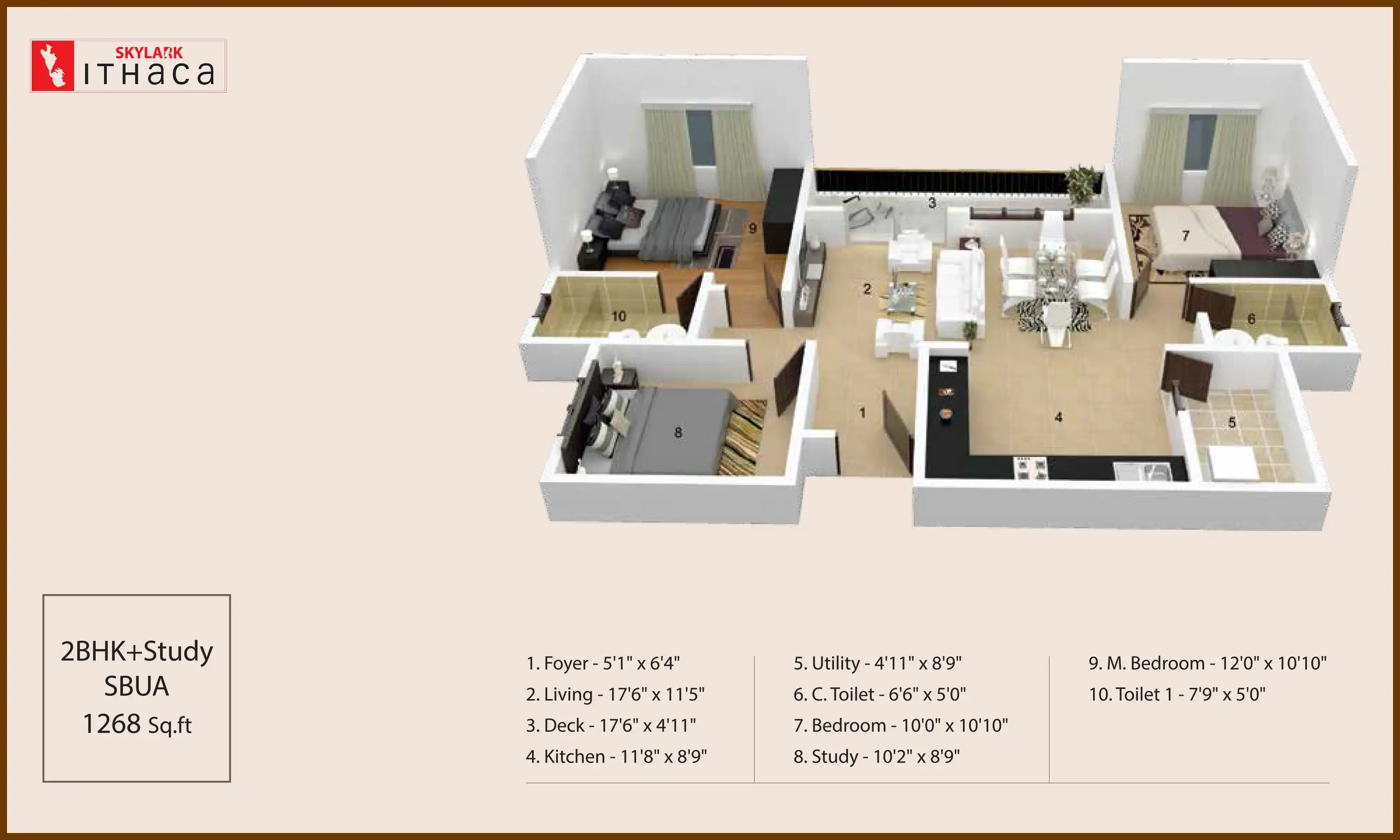 1268 Sqft