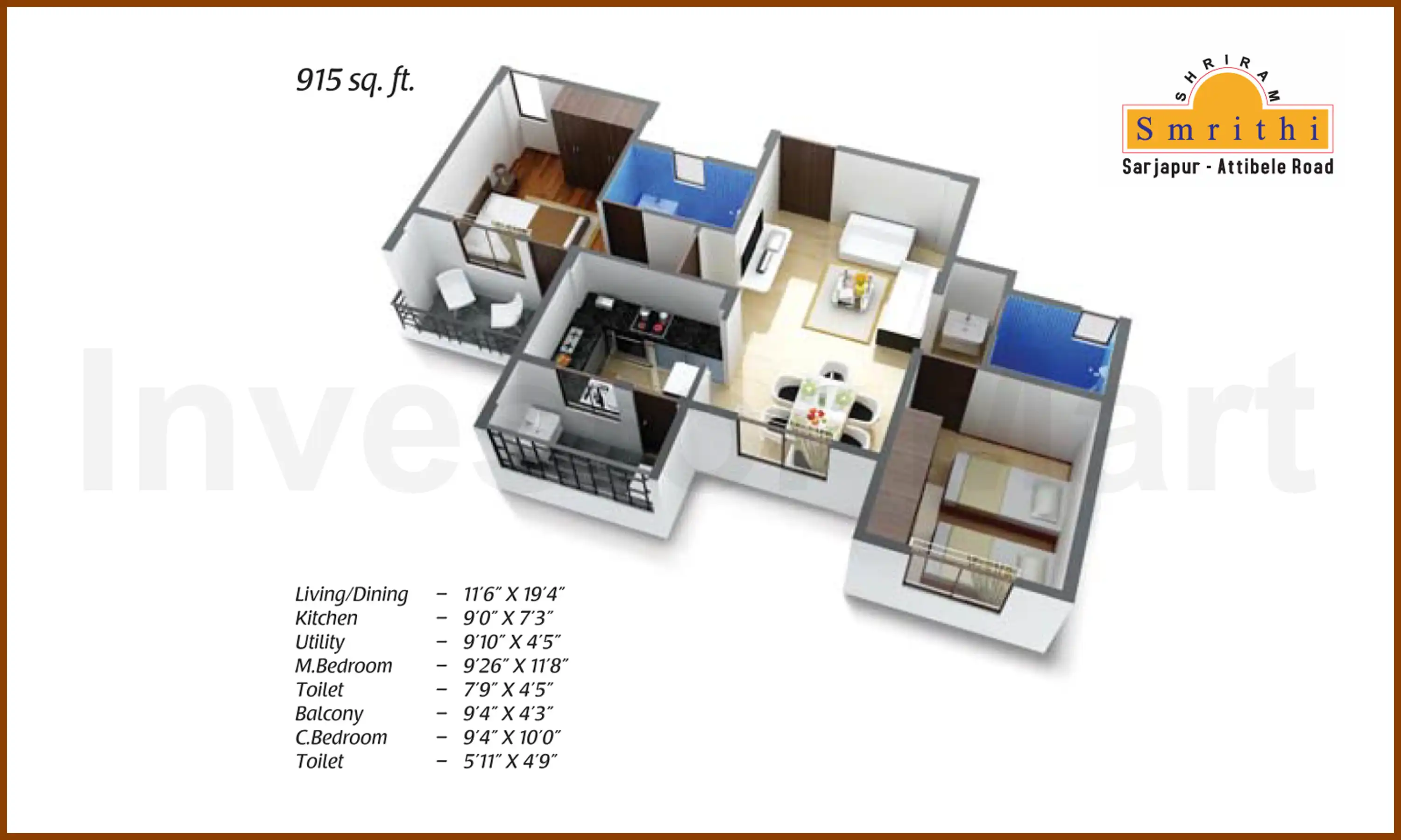 915 Sqft