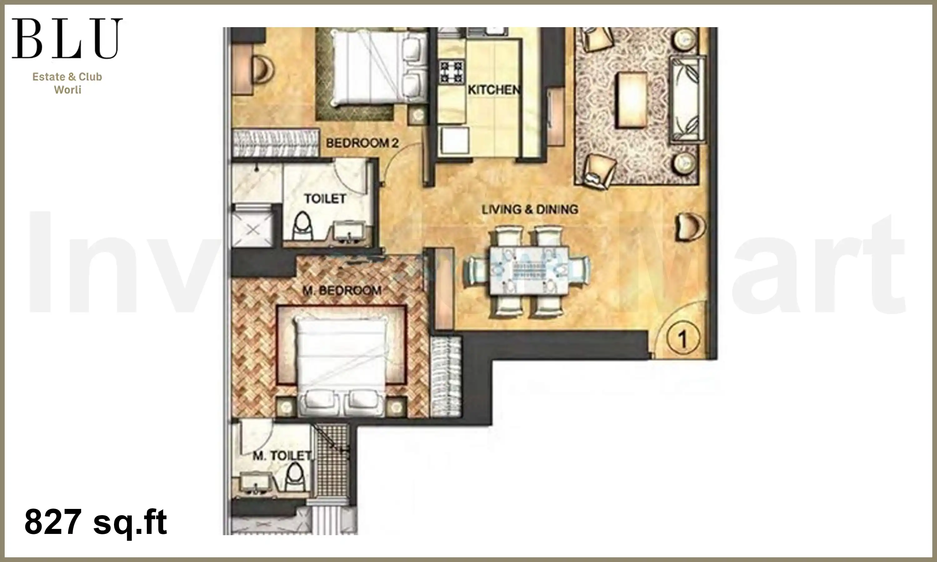 827 Sqft