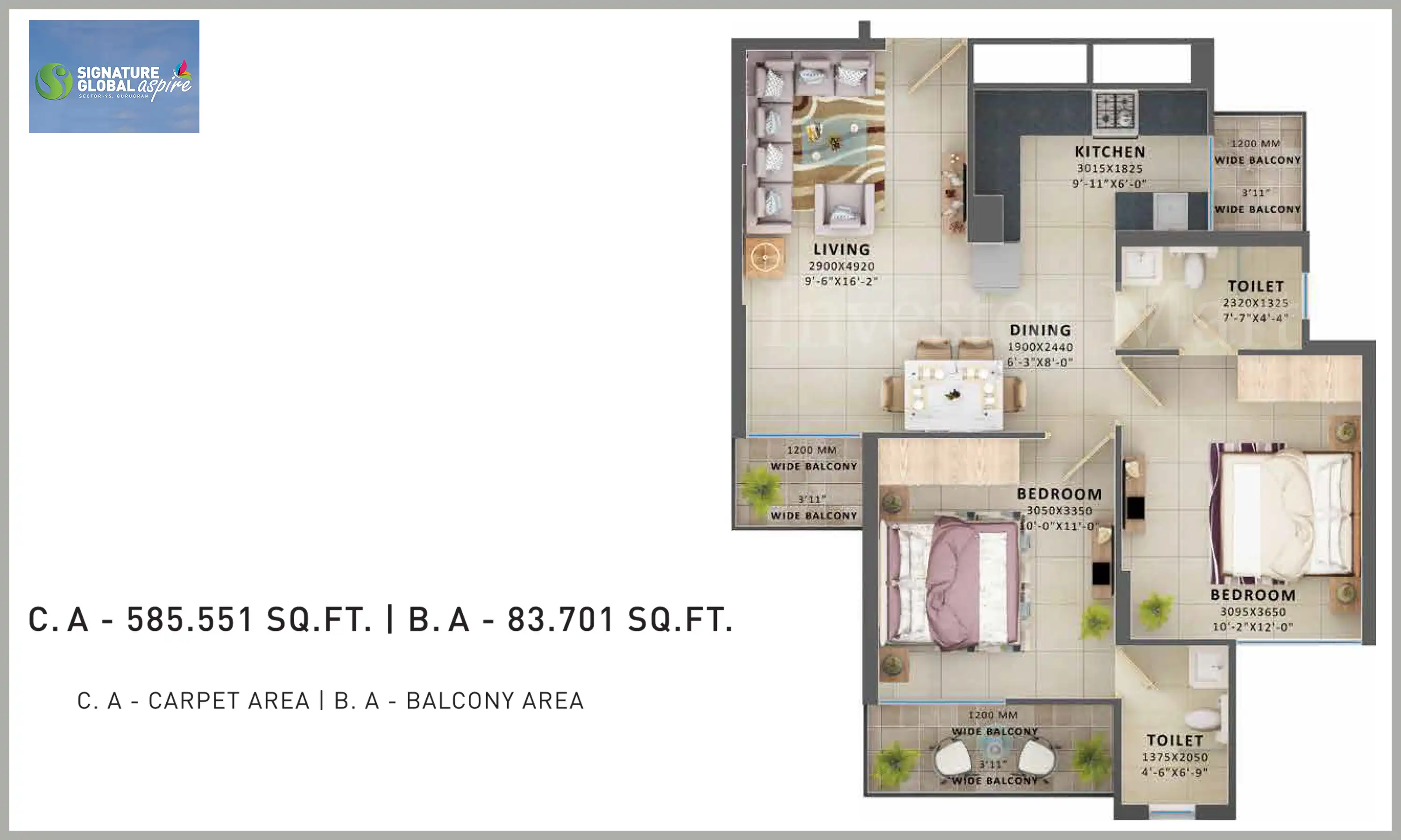 585 Sqft
