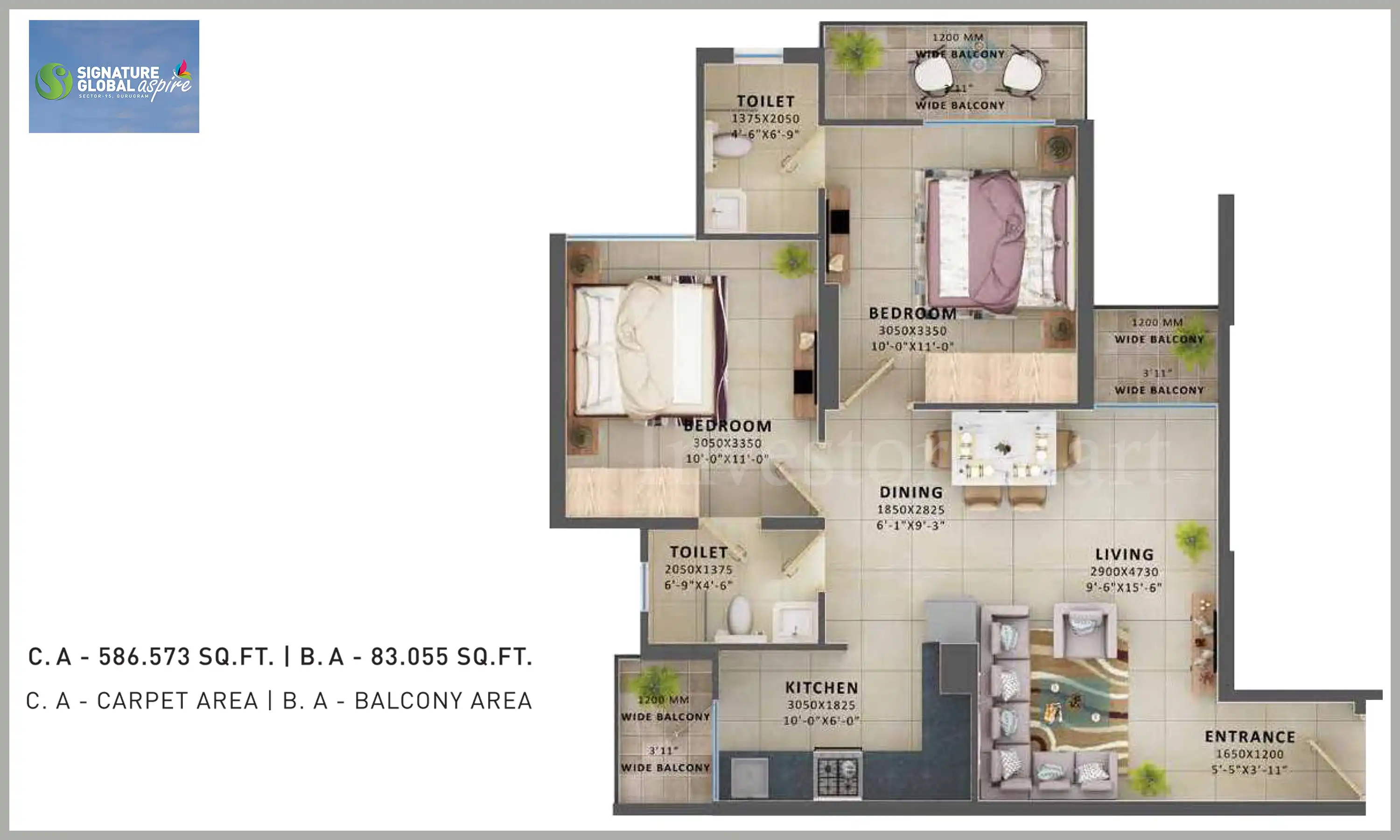 586 Sqft