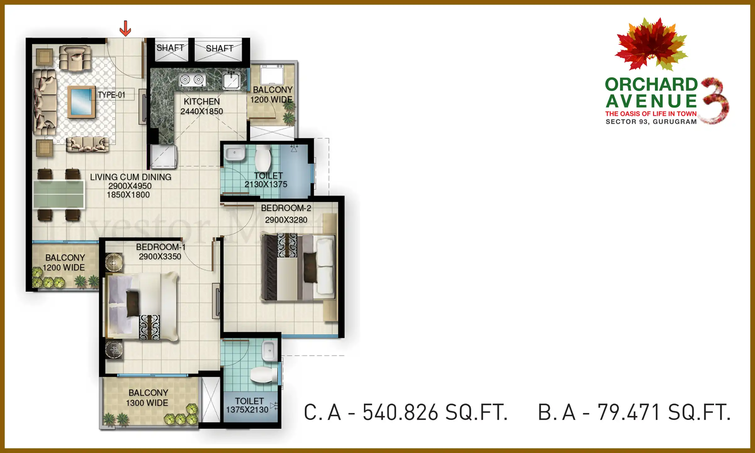540 Sqft