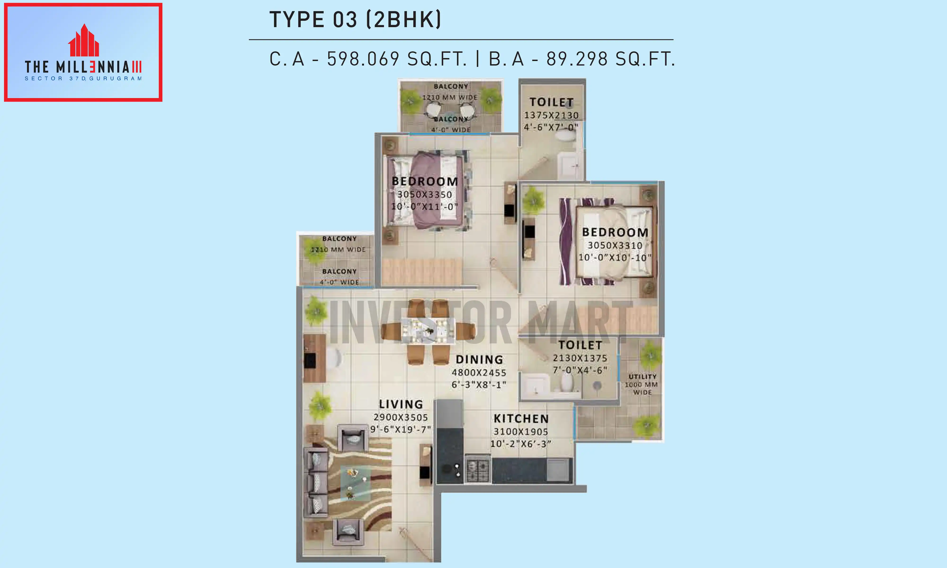 598 Sqft