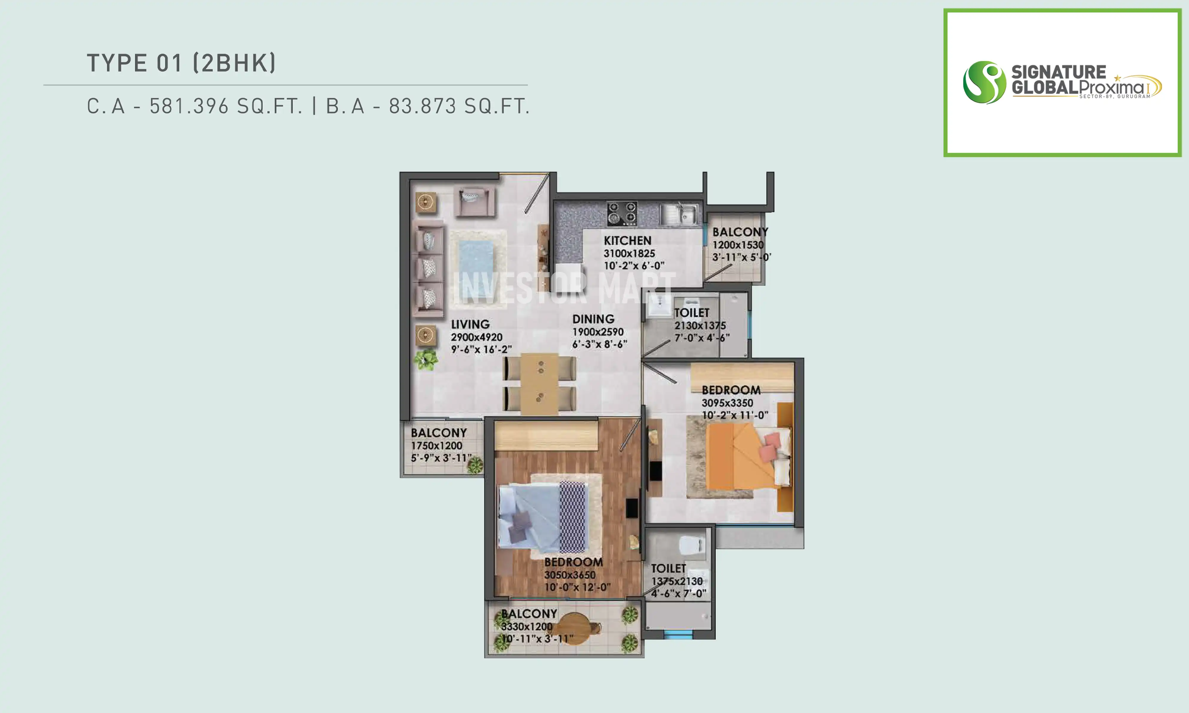 581 Sqft